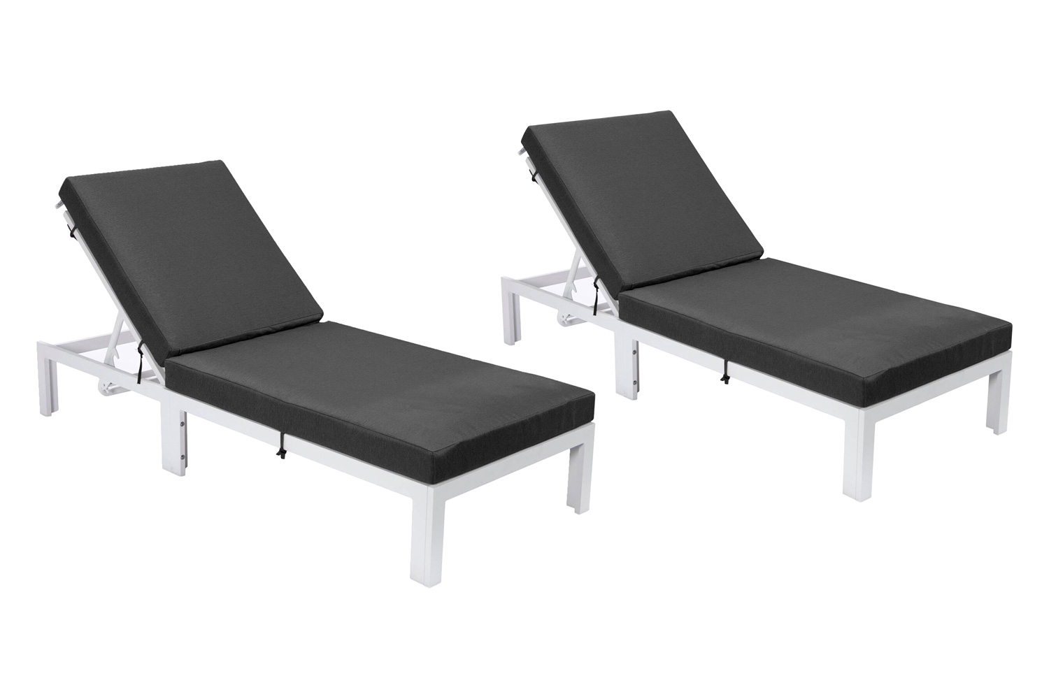 LeisureMod Chelsea Modern Outdoor Weathered Gray Chaise Lounge Chair with Cushions (Set Of 2)