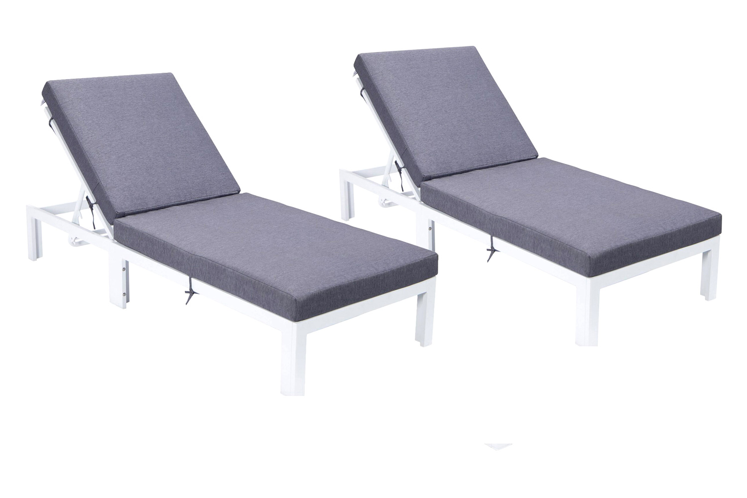 LeisureMod Chelsea Modern Outdoor Weathered Gray Chaise Lounge Chair with Cushions (Set Of 2)