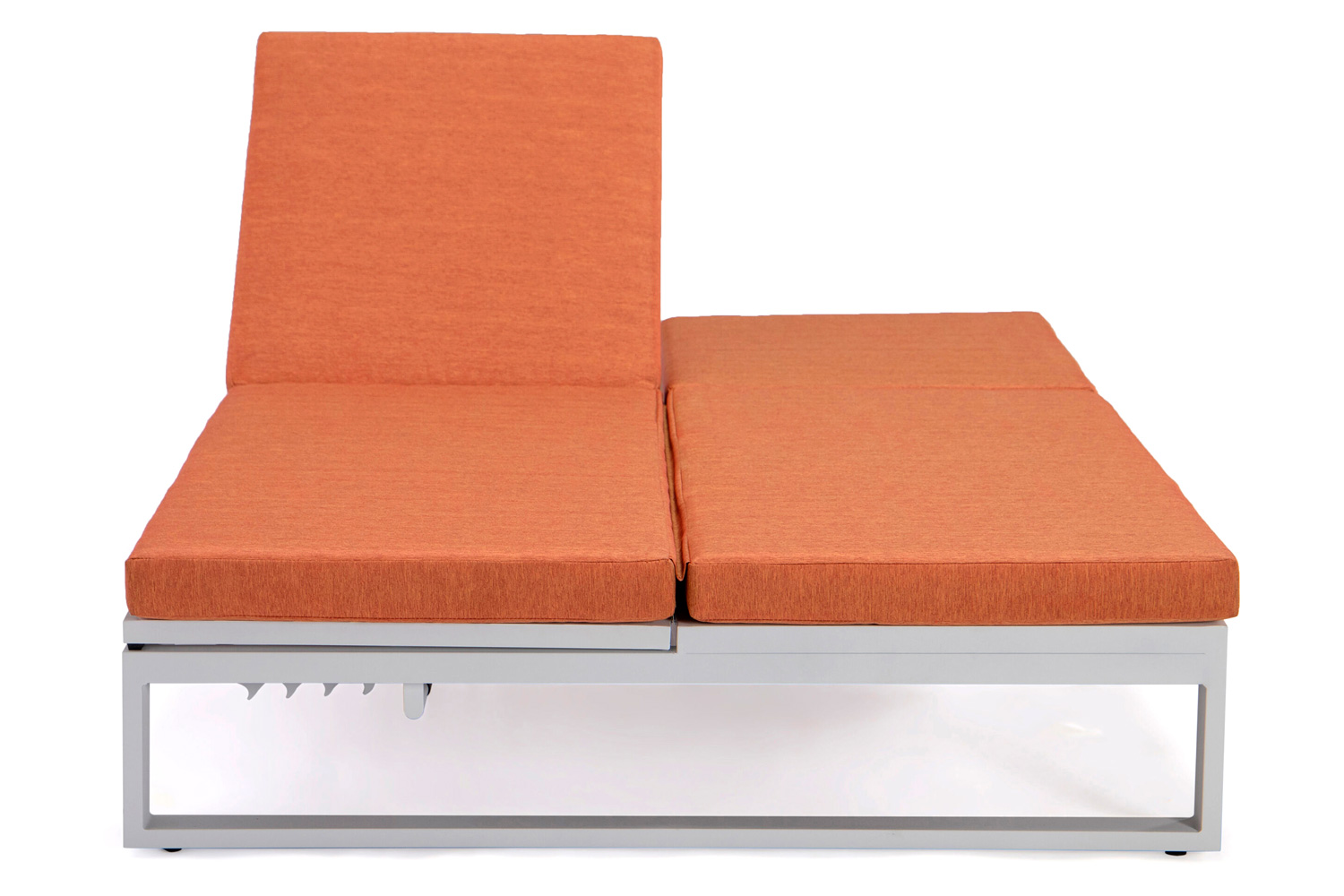 LeisureMod Chelsea Convertible Double Chaise Lounge Chair and Sofa with Cushions - Orange, White