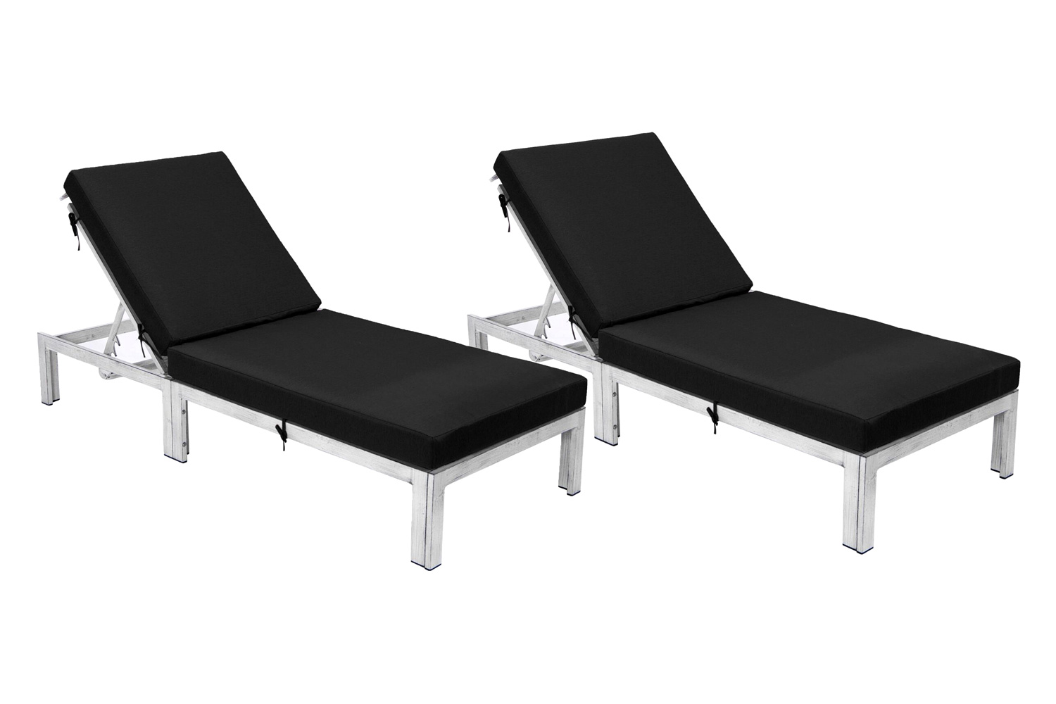 LeisureMod Chelsea Modern Outdoor Weathered Gray Chaise Lounge Chair with Cushions (Set Of 2)