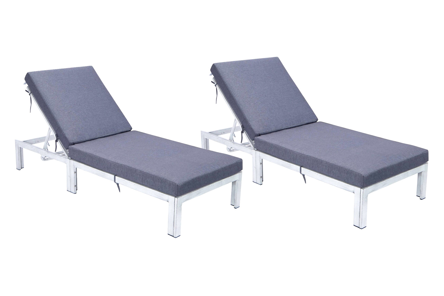 LeisureMod Chelsea Modern Outdoor Weathered Gray Chaise Lounge Chair with Cushions (Set Of 2)