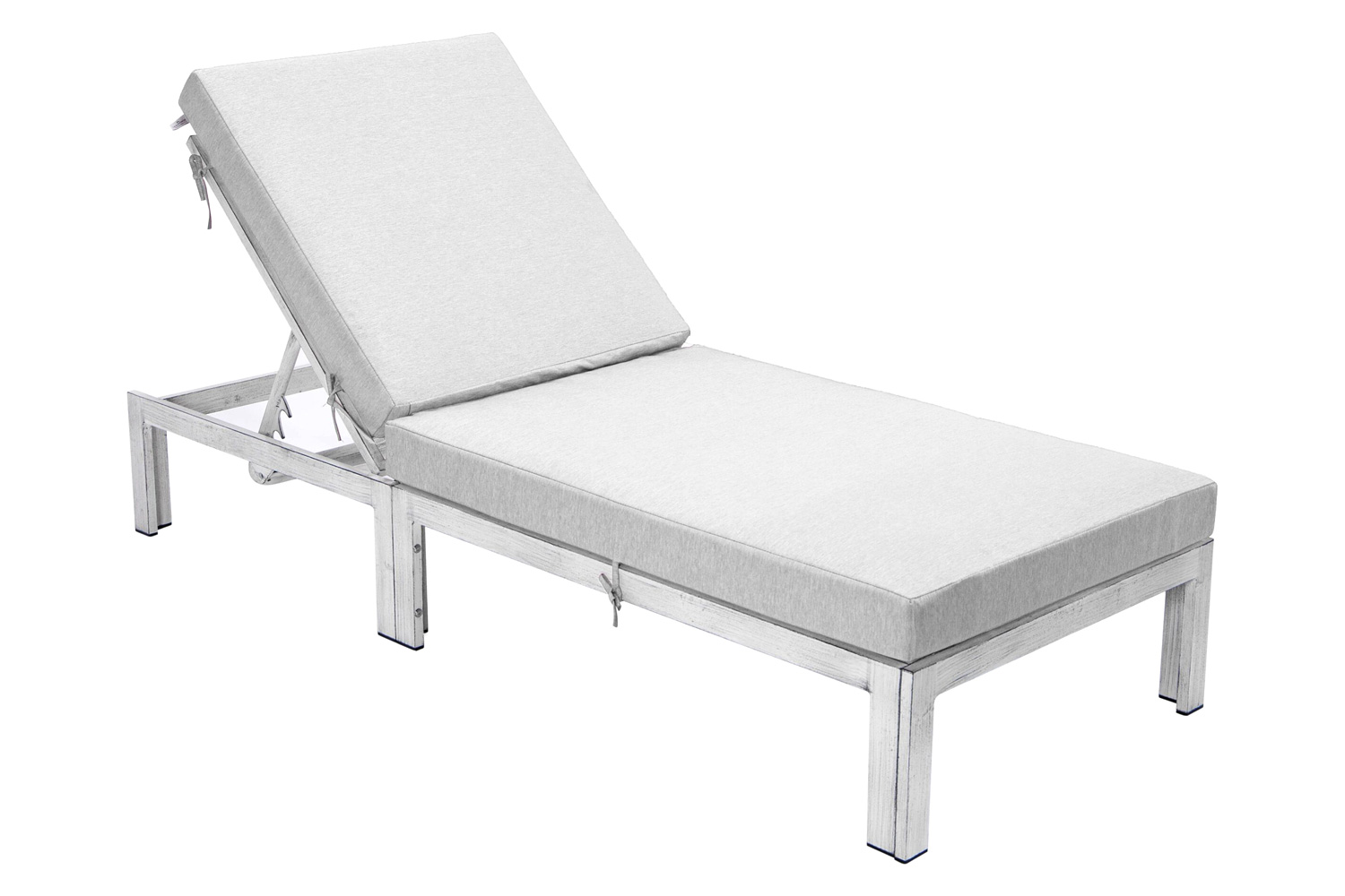 LeisureMod Chelsea Modern Outdoor Weathered Gray Chaise Lounge Chair with Cushions