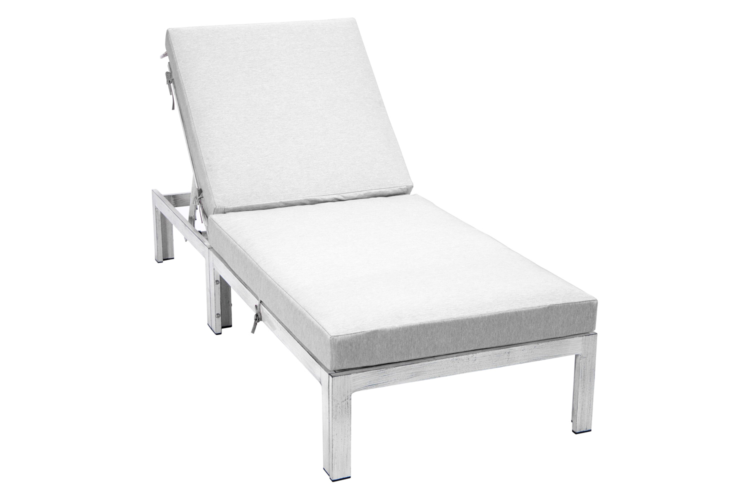 LeisureMod Chelsea Modern Outdoor Weathered Gray Chaise Lounge Chair with Cushions - Light Gray