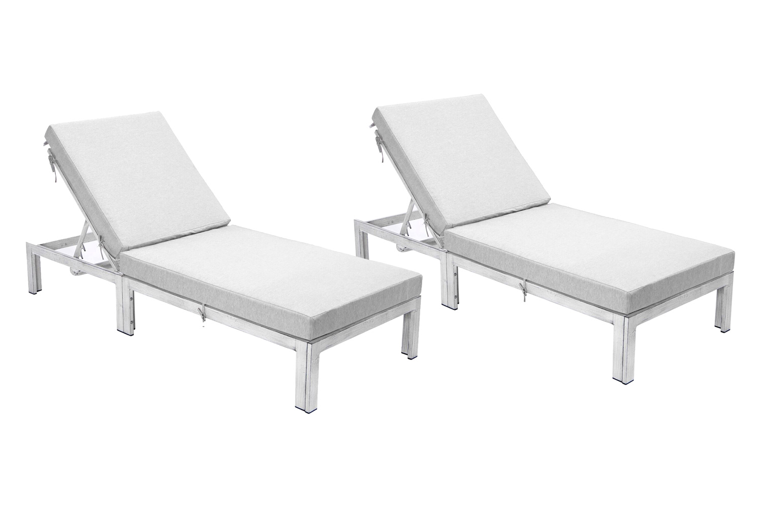 LeisureMod Chelsea Modern Outdoor Weathered Gray Chaise Lounge Chair with Cushions (Set Of 2)