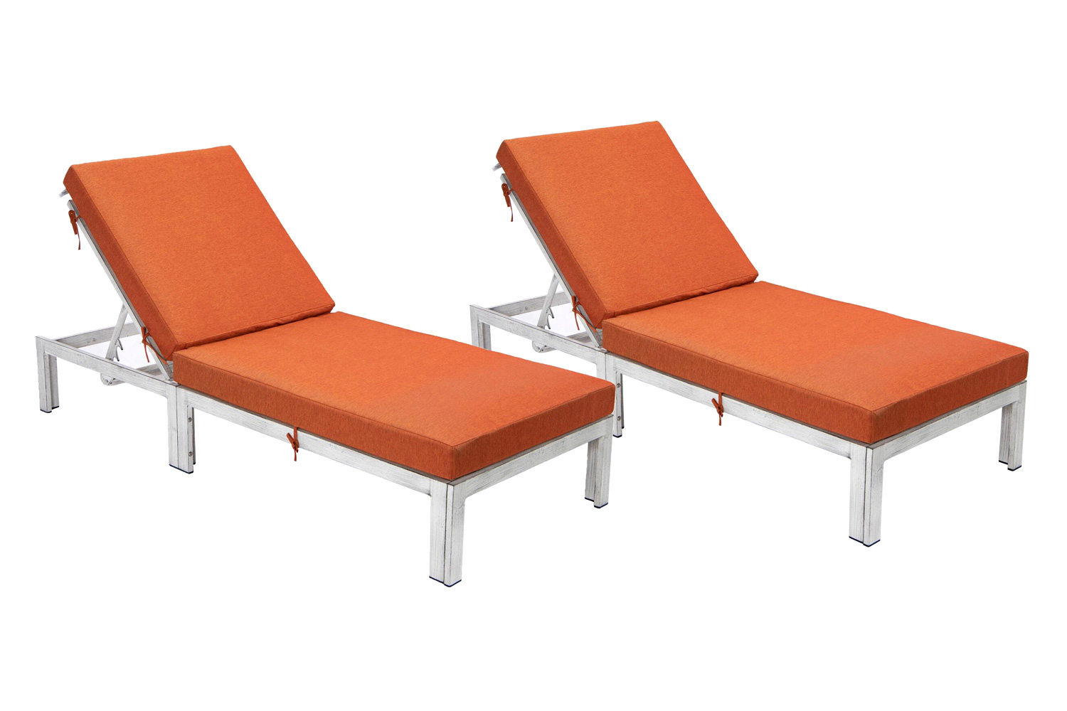 LeisureMod Chelsea Modern Outdoor Weathered Gray Chaise Lounge Chair with Cushions (Set Of 2)