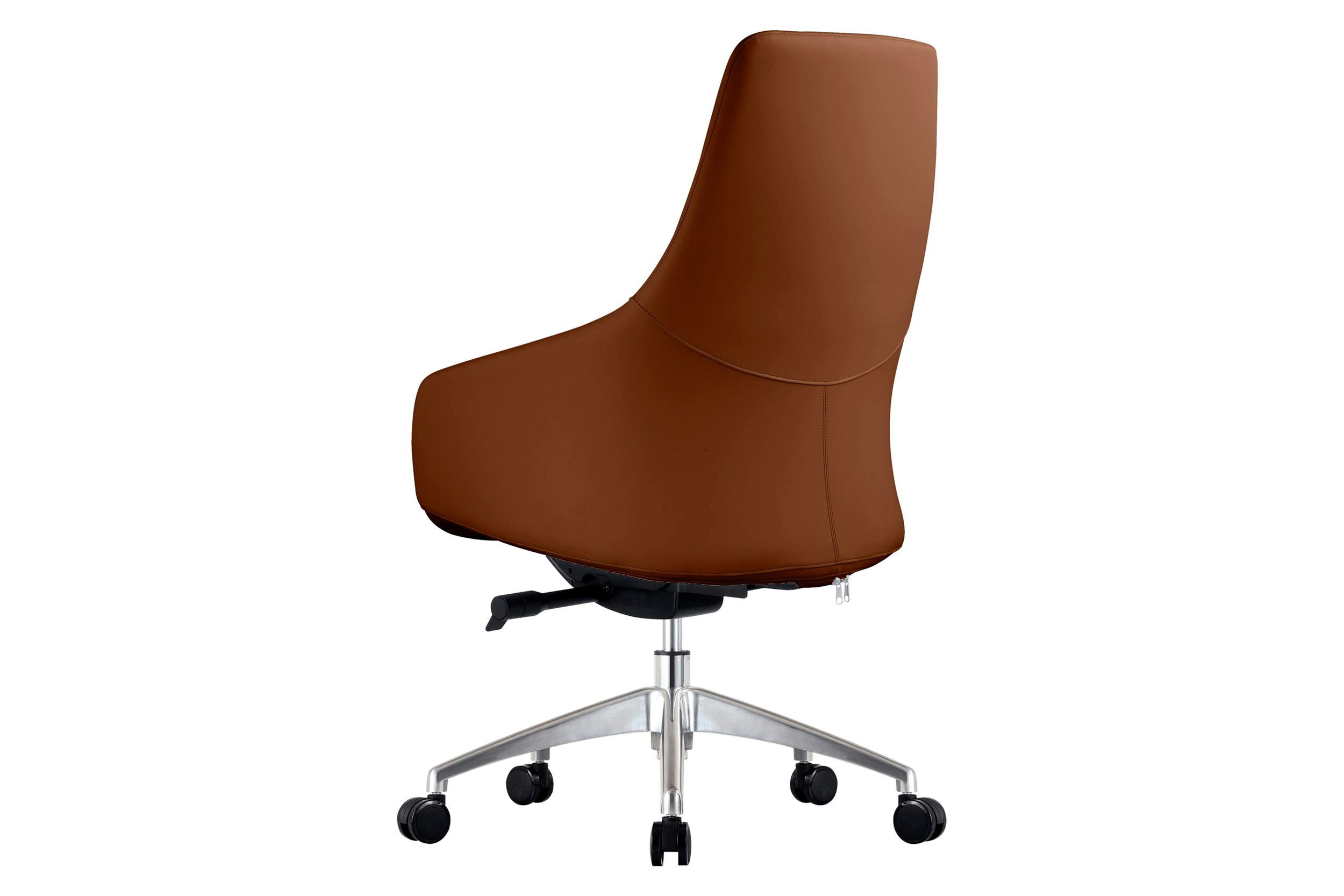 LeisureMod Celeste Mid-Century Modern Office Chair in Upholstered Faux Leather with Swivel and Tilt - Dark Brown