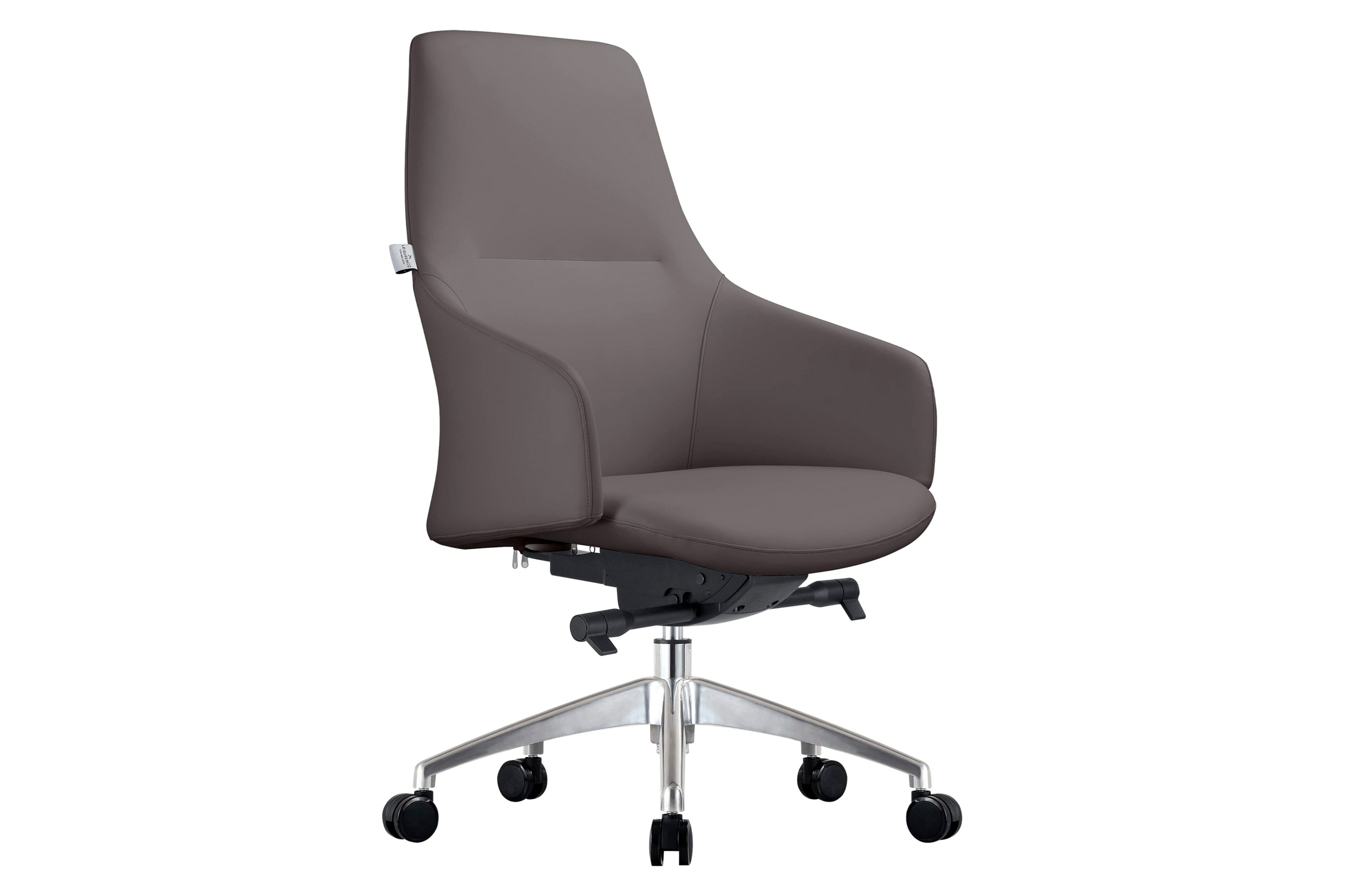 LeisureMod Celeste Mid-Century Modern Office Chair in Upholstered Faux Leather with Swivel and Tilt