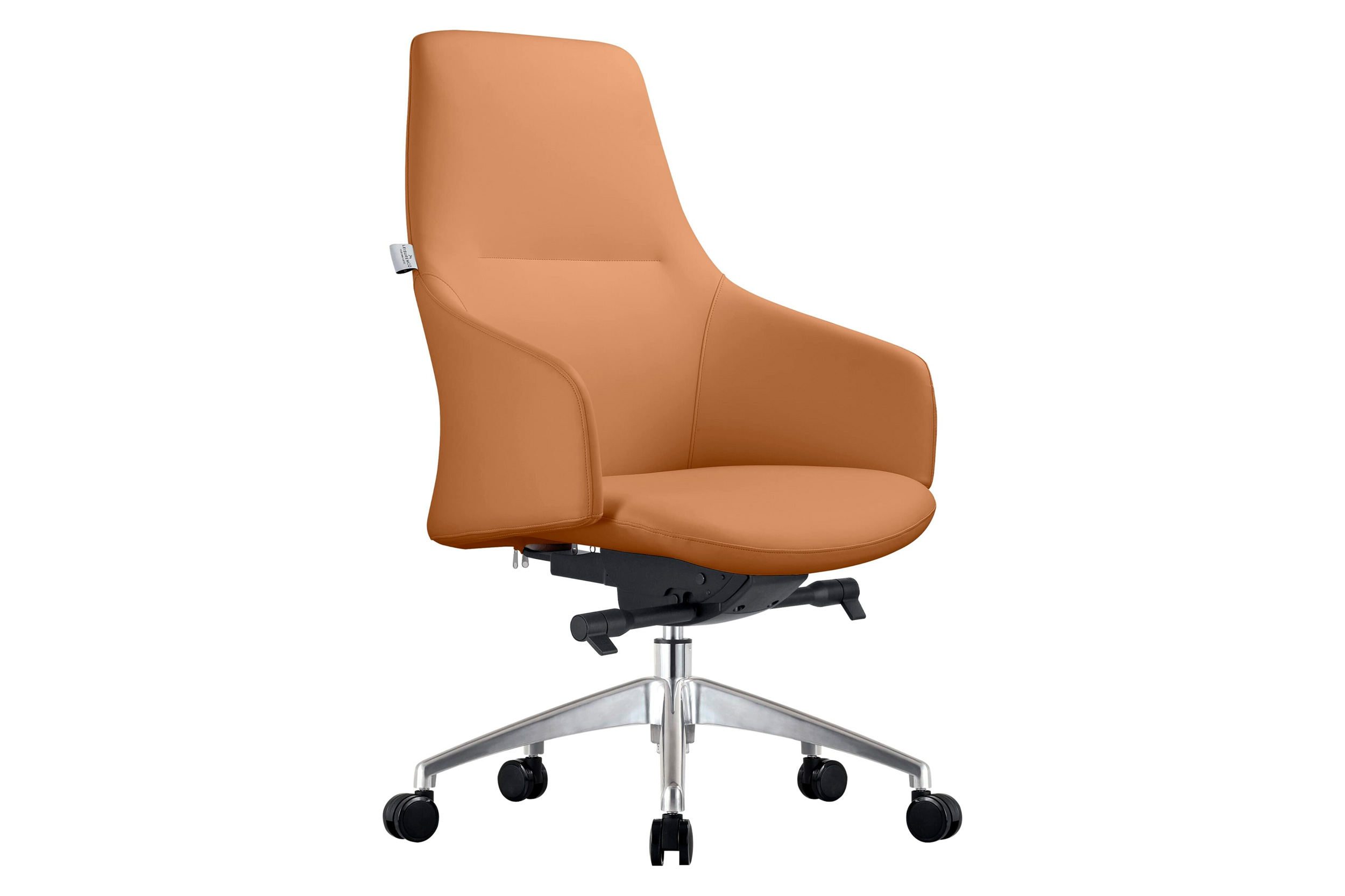 LeisureMod Celeste Mid-Century Modern Office Chair in Upholstered Faux Leather with Swivel and Tilt