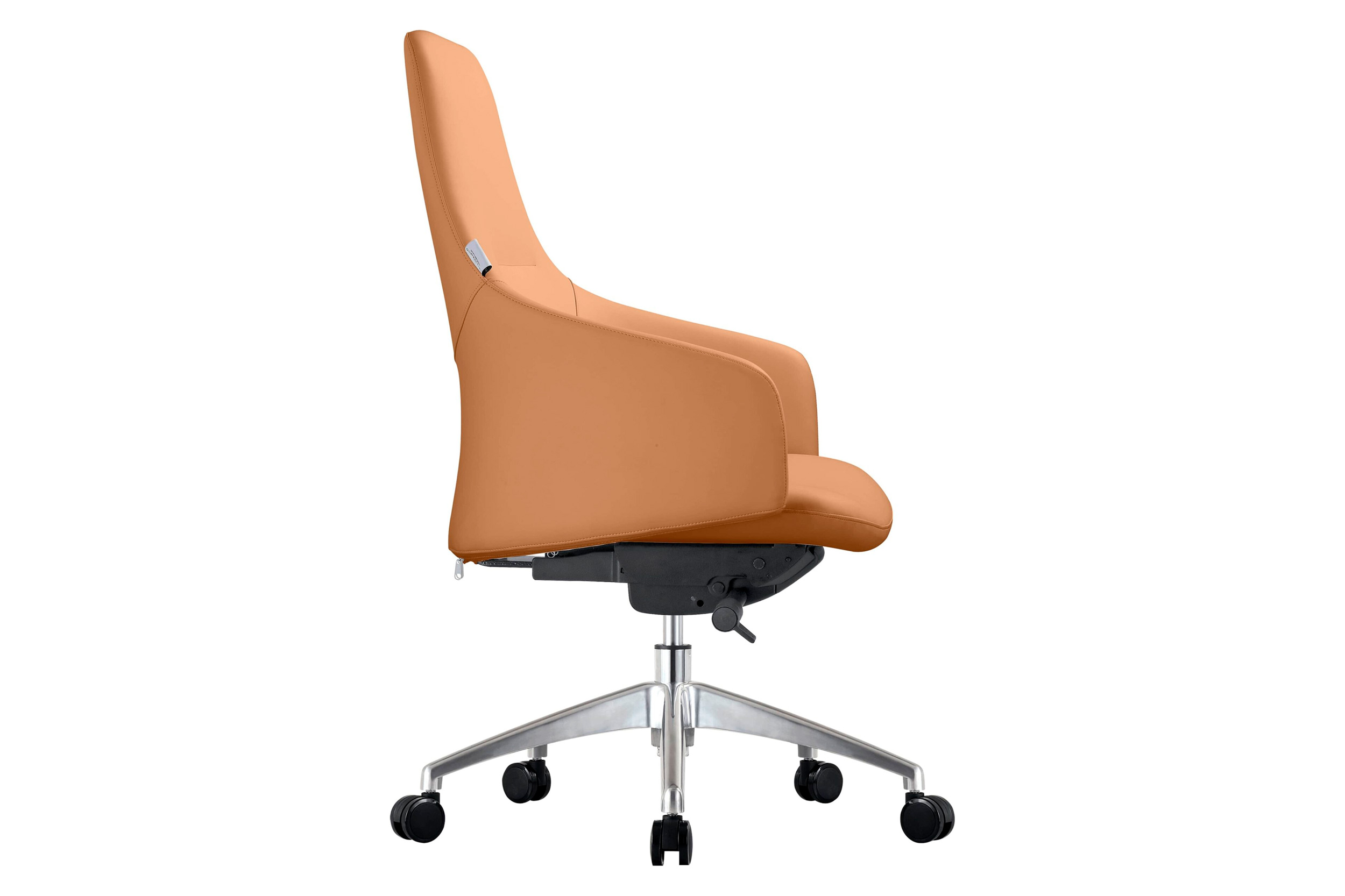 LeisureMod Celeste Mid-Century Modern Office Chair in Upholstered Faux Leather with Swivel and Tilt - Acorn Brown