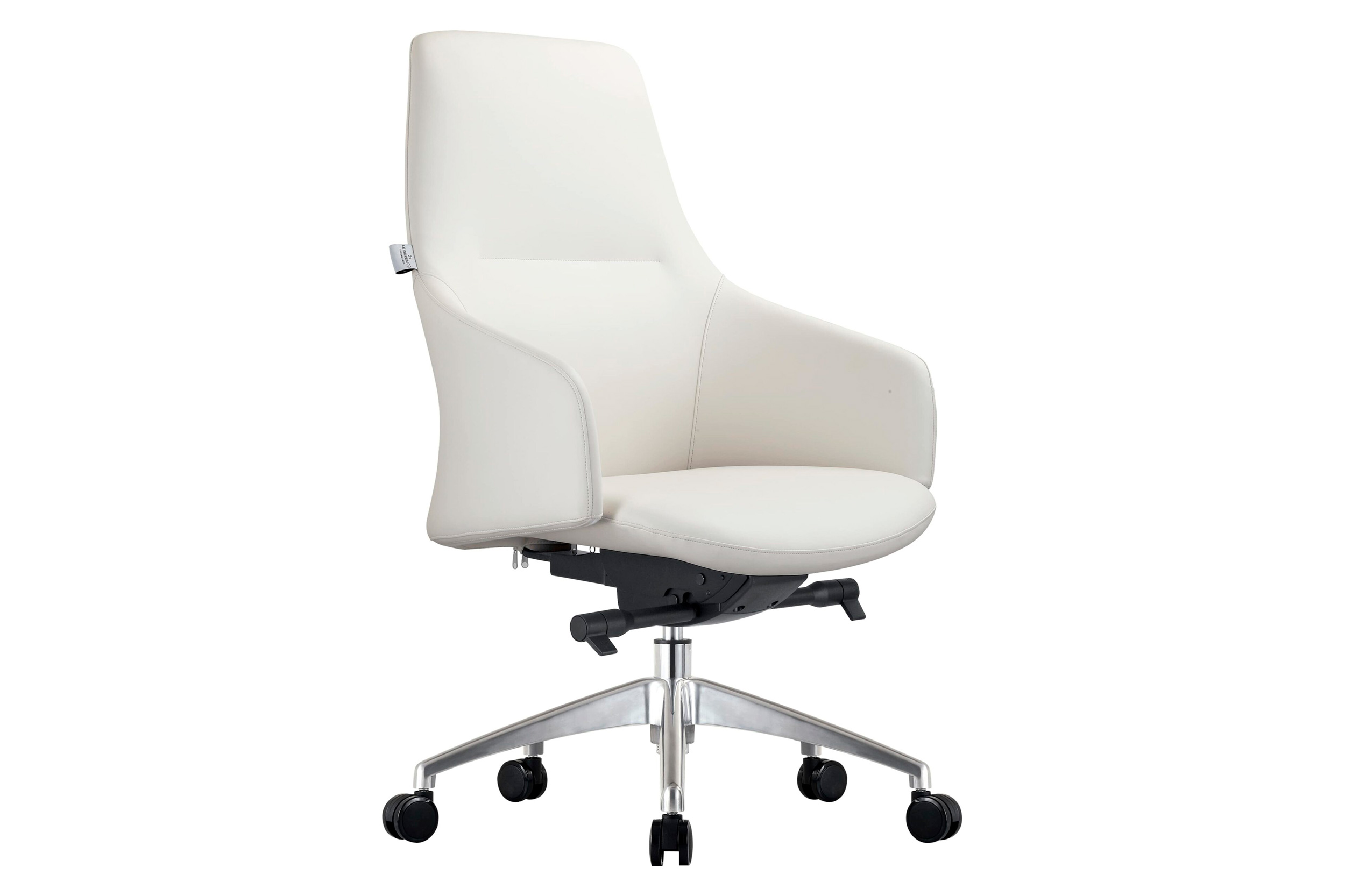 LeisureMod Celeste Mid-Century Modern Office Chair in Upholstered Faux Leather with Swivel and Tilt