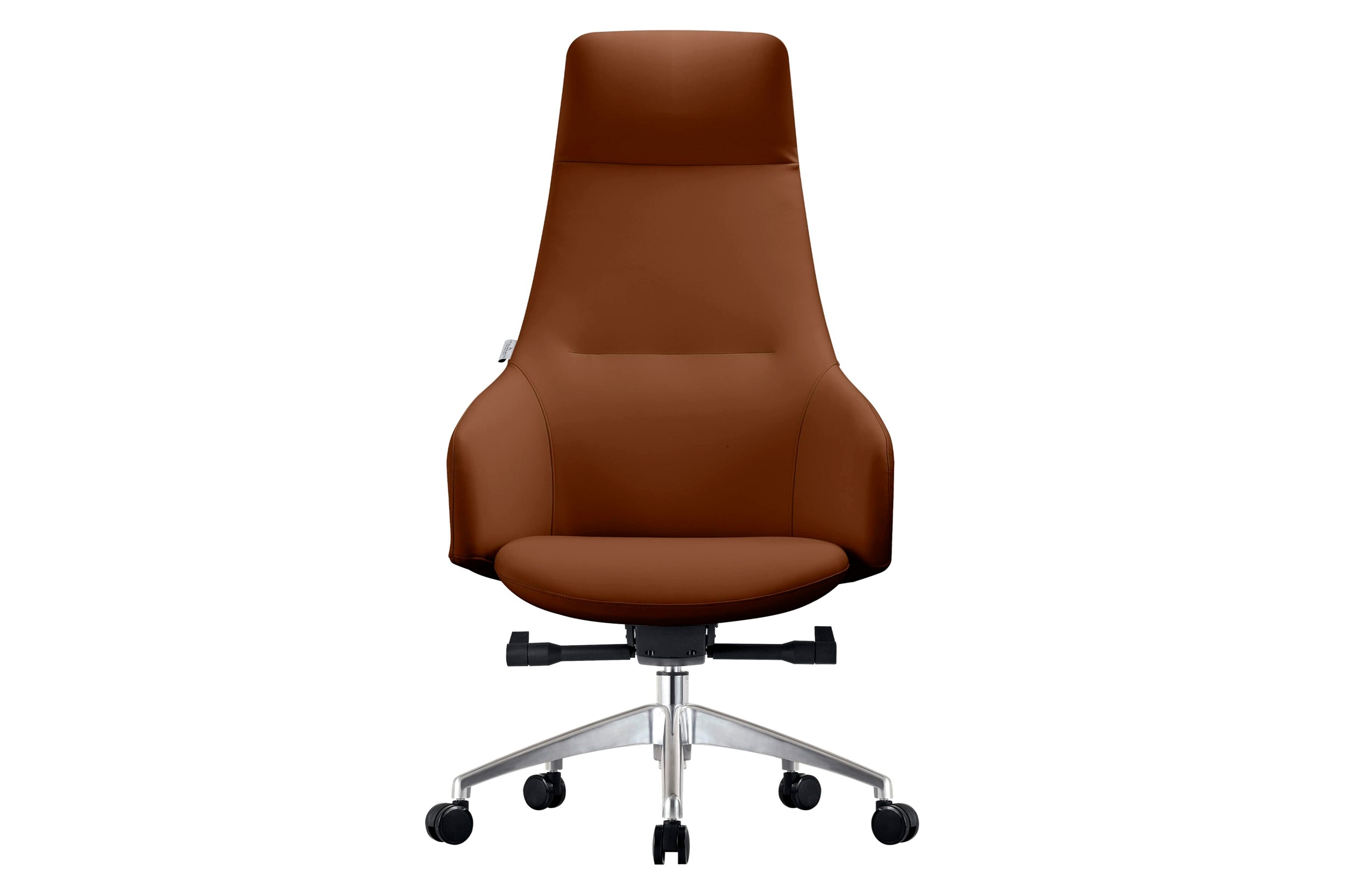 LeisureMod Celeste Mid-Century Modern High-Back Office Chair in Upholstered Faux Leather and Iron Frame - Dark Brown