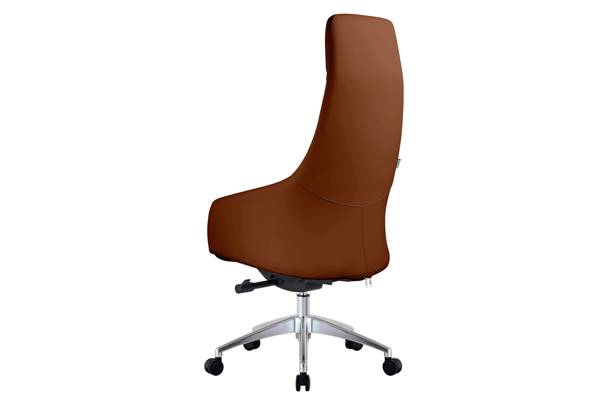 LeisureMod Celeste Mid-Century Modern High-Back Office Chair in Upholstered Faux Leather and Iron Frame - Dark Brown