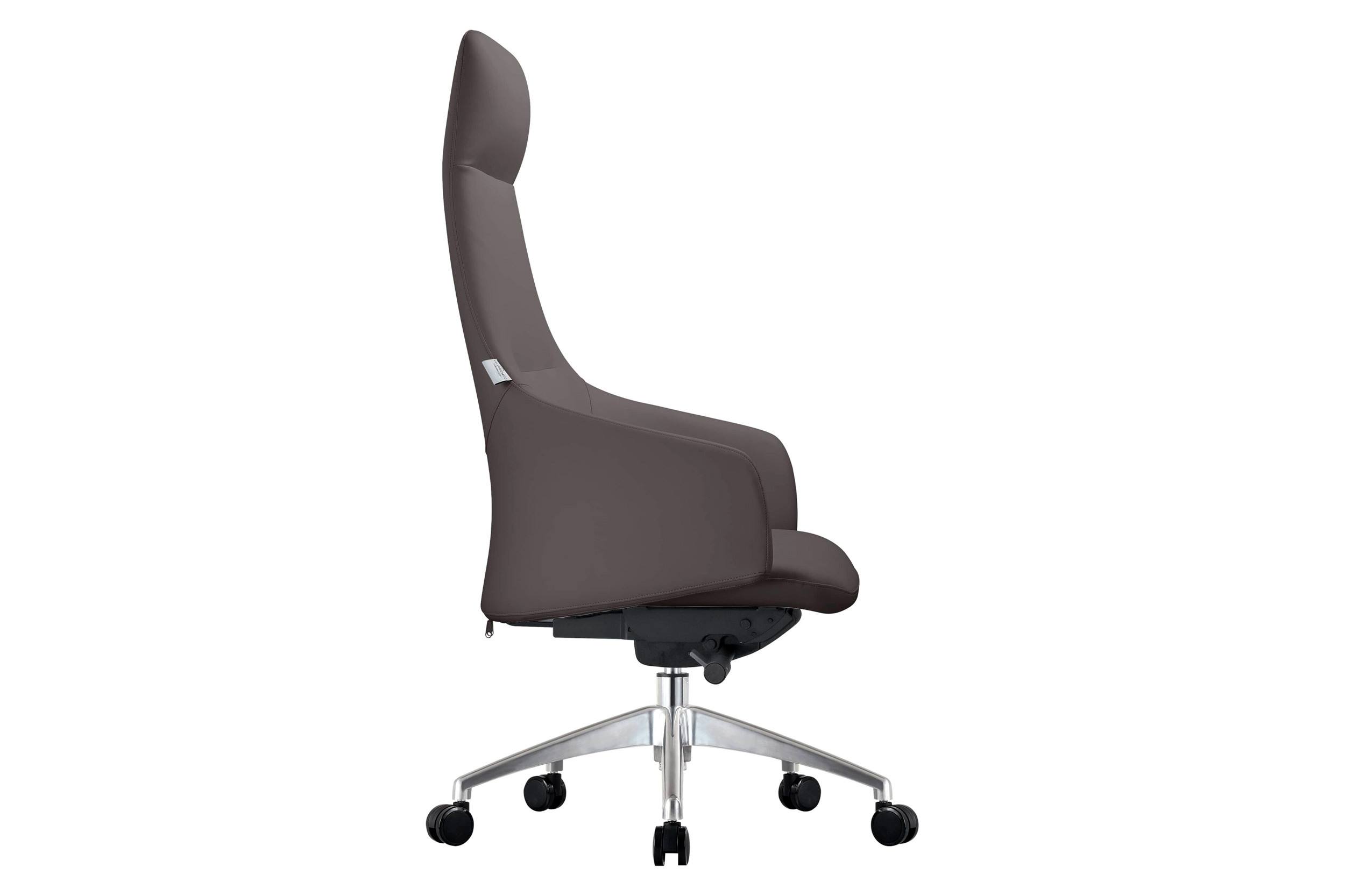 LeisureMod Celeste Mid-Century Modern High-Back Office Chair in Upholstered Faux Leather and Iron Frame - Gray