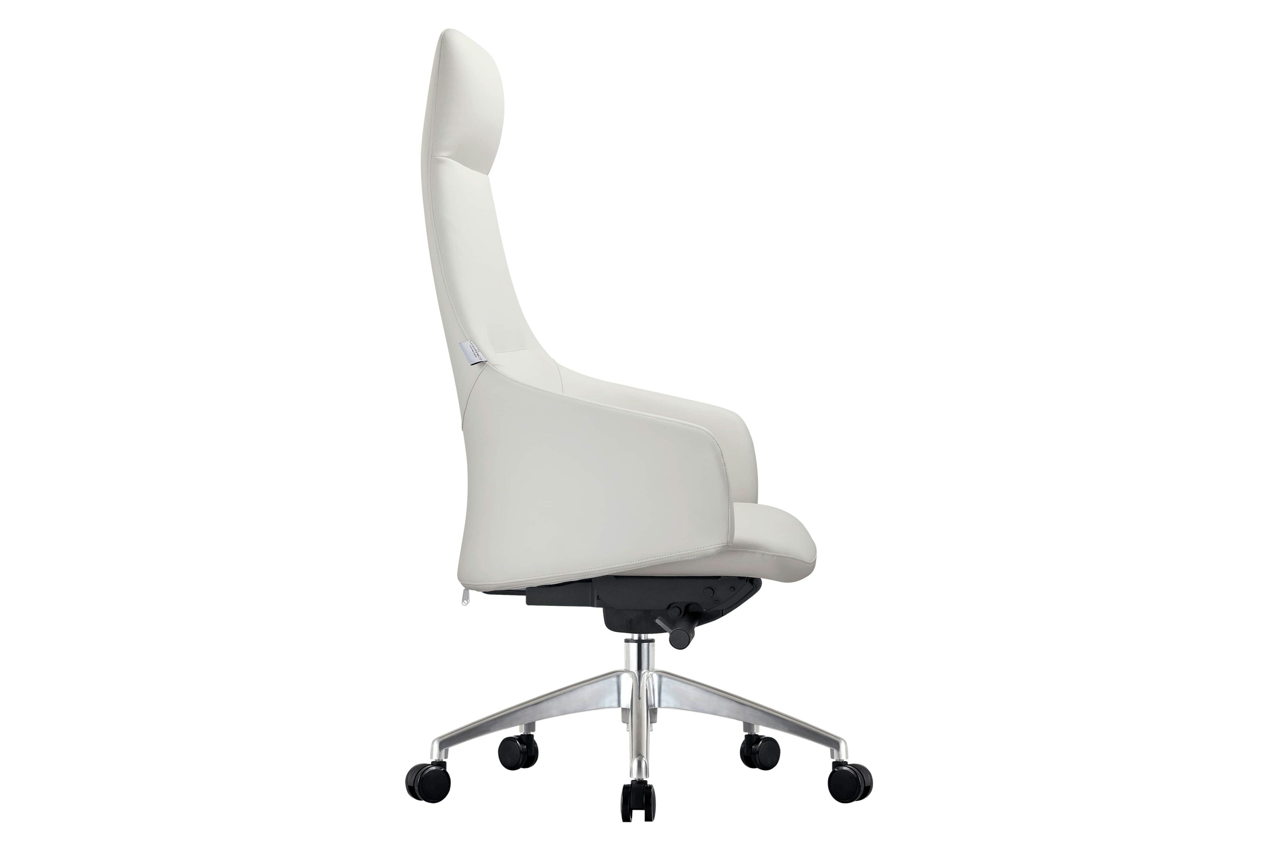 LeisureMod Celeste Mid-Century Modern High-Back Office Chair in Upholstered Faux Leather and Iron Frame - White