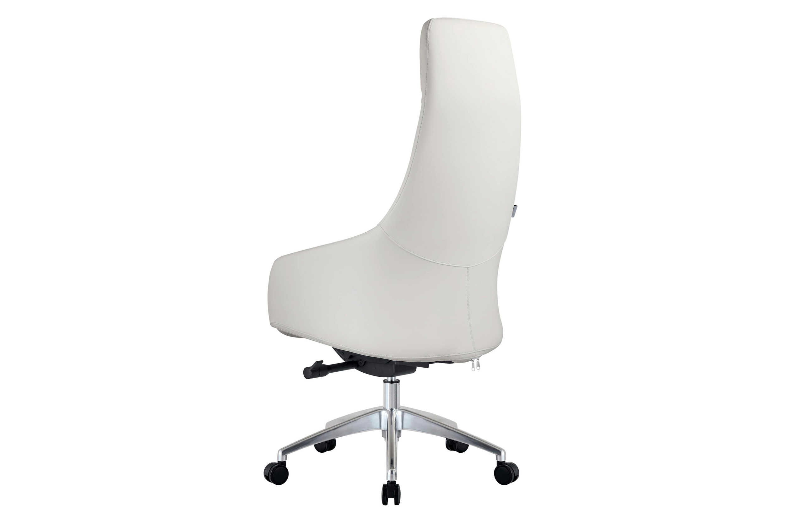 LeisureMod Celeste Mid-Century Modern High-Back Office Chair in Upholstered Faux Leather and Iron Frame - White