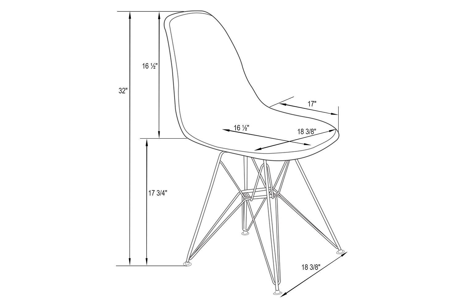 LeisureMod Cresco Modern Molded Eiffel Side Dining Chair with Gold Base - Clear