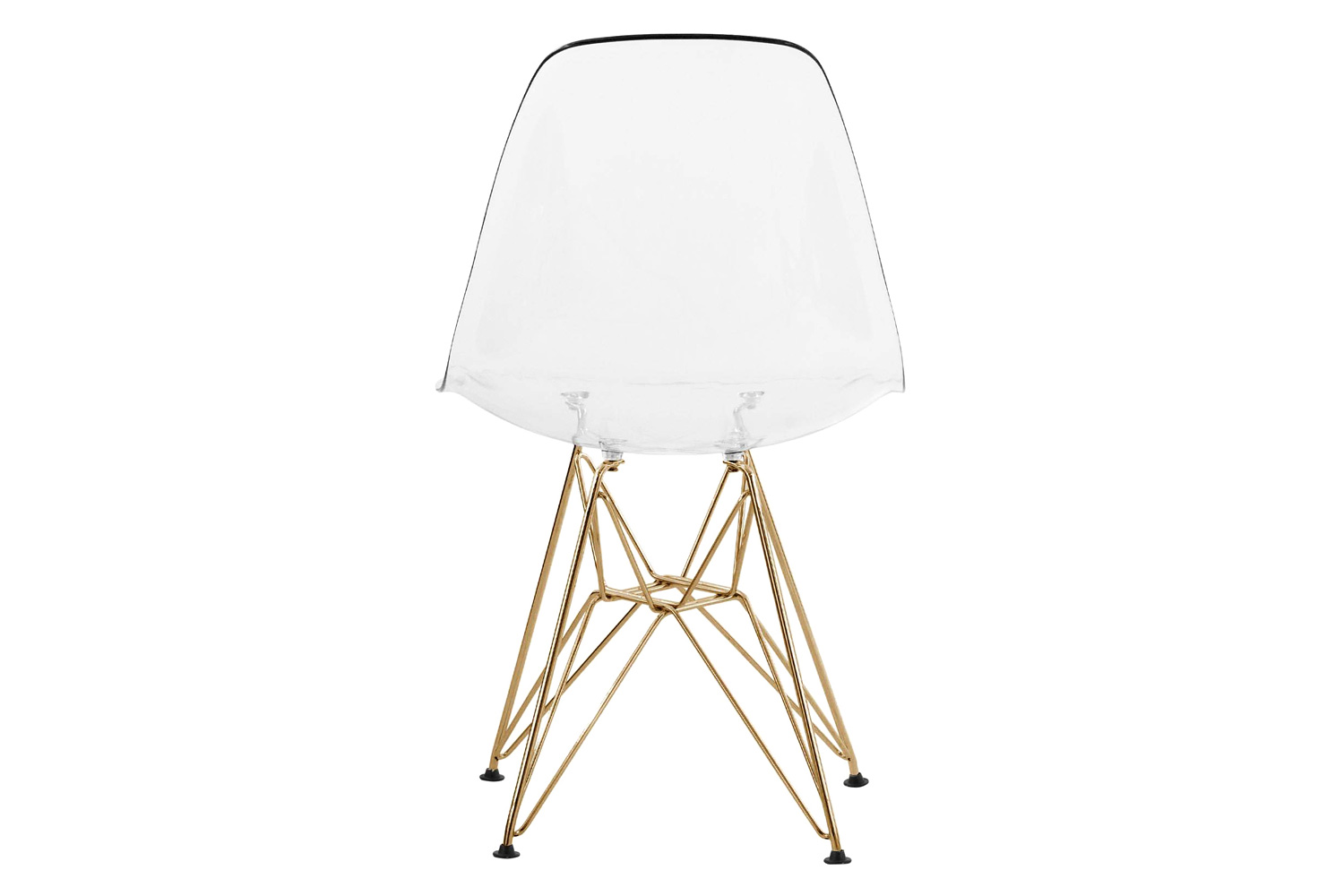 LeisureMod Cresco Modern Molded Eiffel Side Dining Chair with Gold Base - Clear