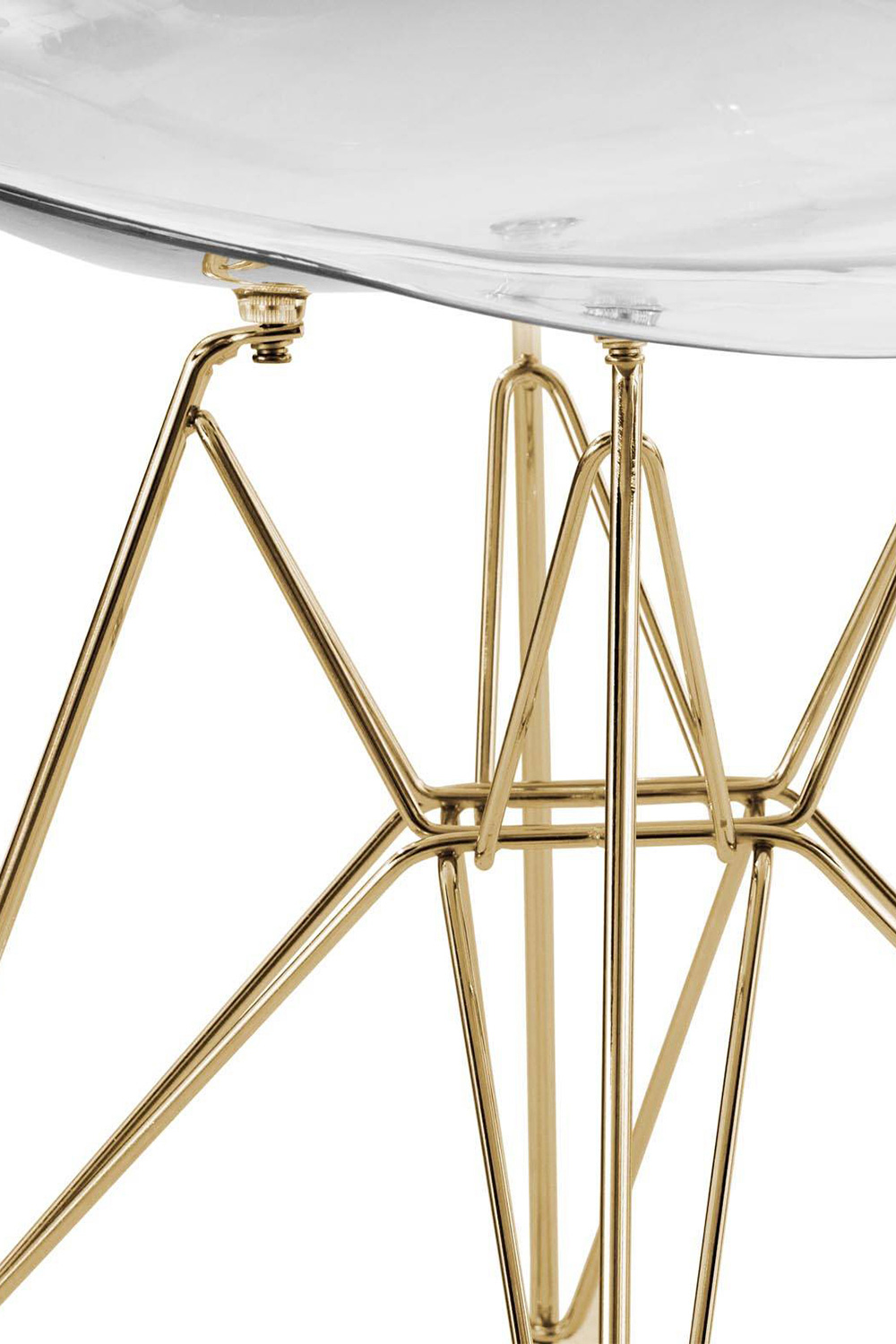 LeisureMod Cresco Modern Molded Eiffel Side Dining Chair with Gold Base - Clear