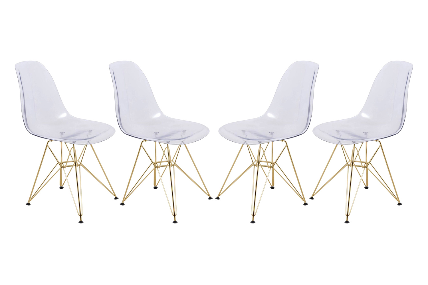 LeisureMod Cresco Modern Molded Eiffel Side Dining Chair with Gold Base (Set Of 4)