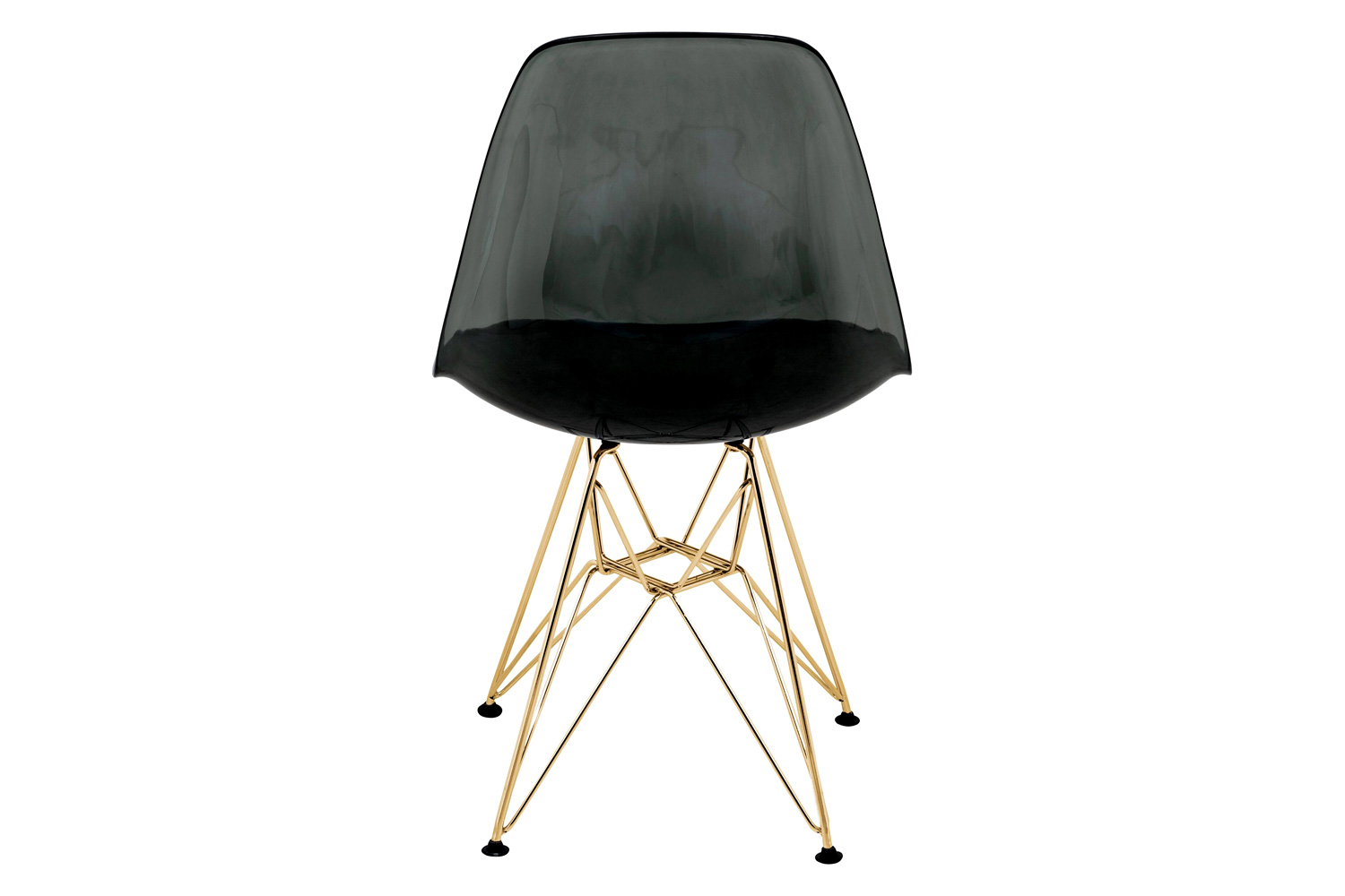 LeisureMod Cresco Modern Molded Eiffel Side Dining Chair with Gold Base - Transparent/Black