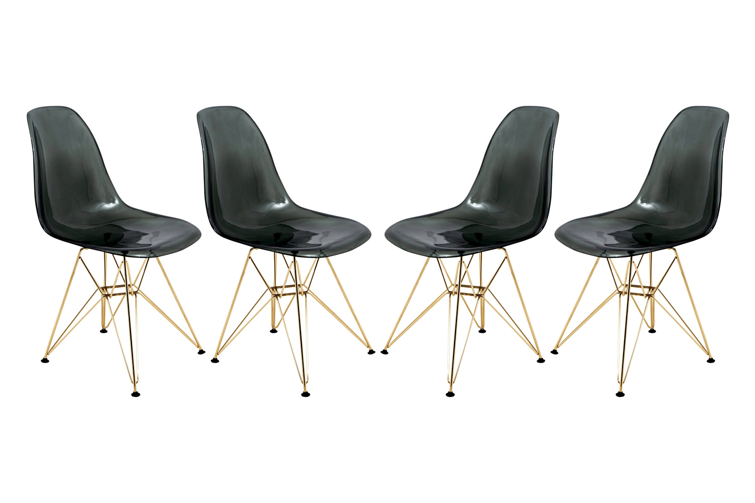 LeisureMod Cresco Modern Molded Eiffel Side Dining Chair with Gold Base (Set Of 4)