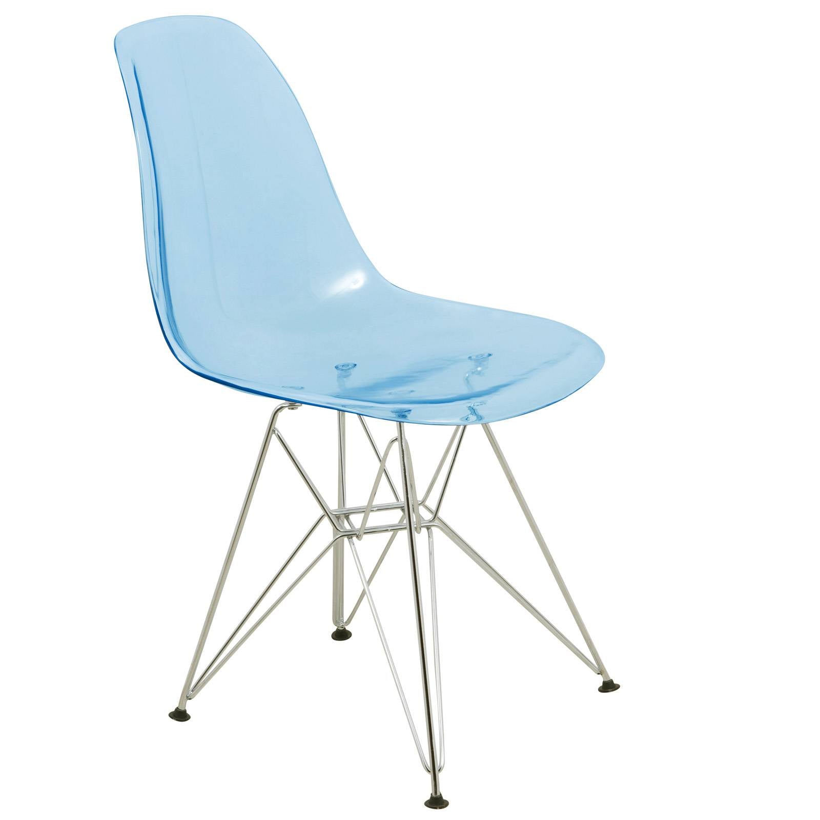 LeisureMod Cresco Molded Plastic Eiffel Side Chair with Chrome Legs