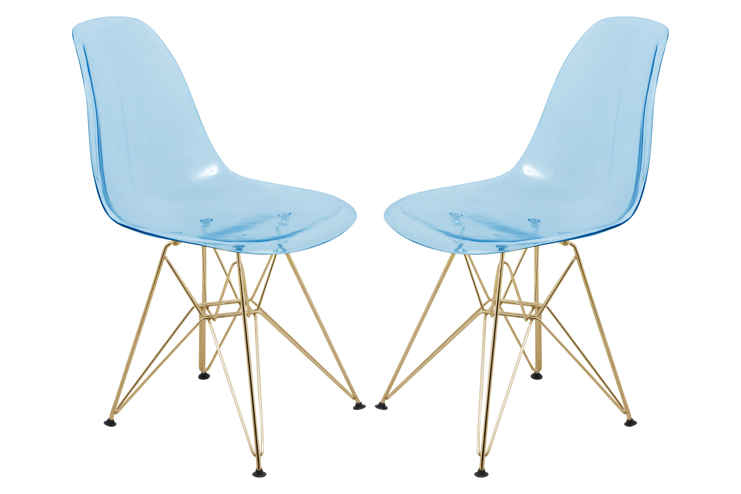 LeisureMod Cresco Molded Eiffel Side Chair With Gold Base (Set Of 2)