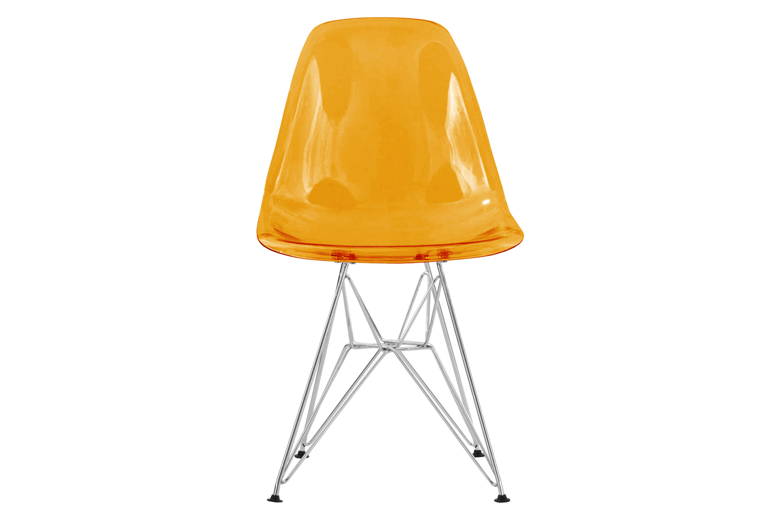 LeisureMod Cresco Molded Eiffel Side Chair (Set Of 2) - Transparent Orange