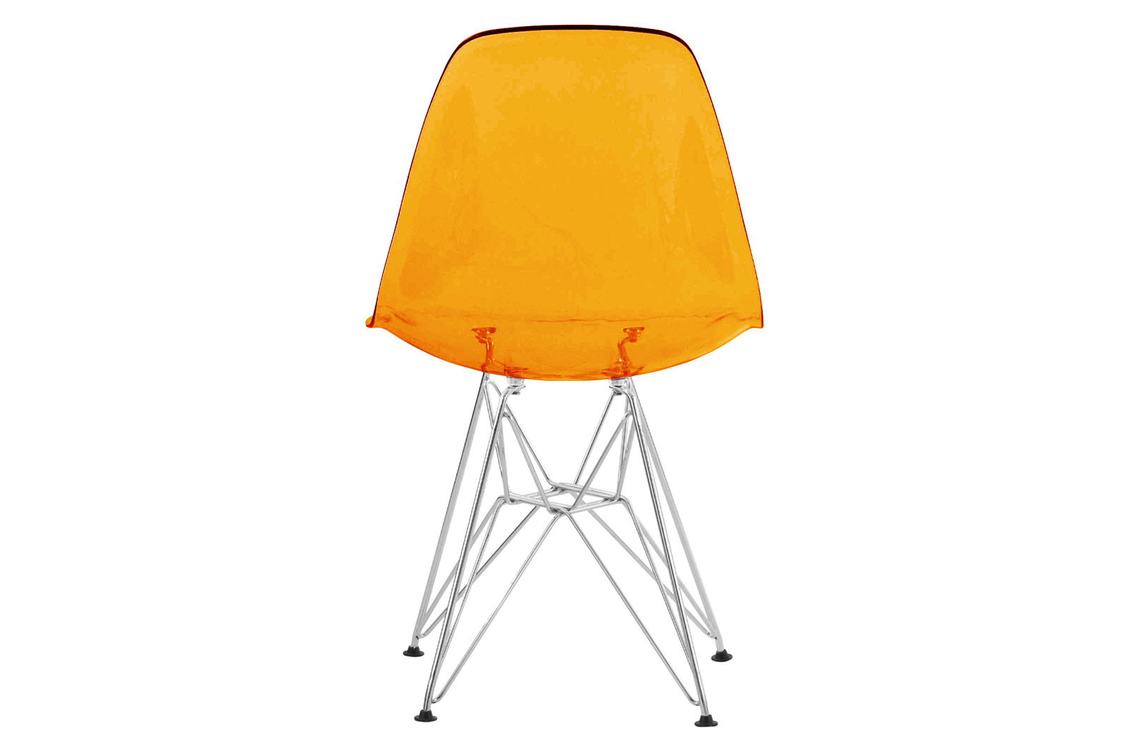 LeisureMod Cresco Molded Eiffel Side Chair (Set Of 2) - Transparent Orange