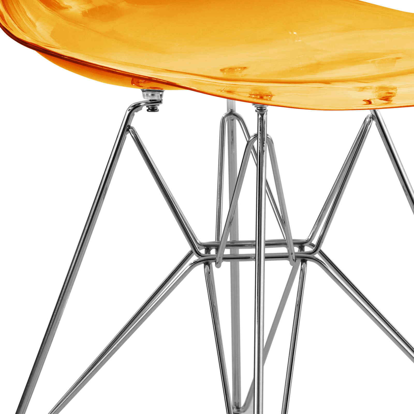 LeisureMod Cresco Molded Eiffel Side Chair (Set Of 2) - Transparent Orange