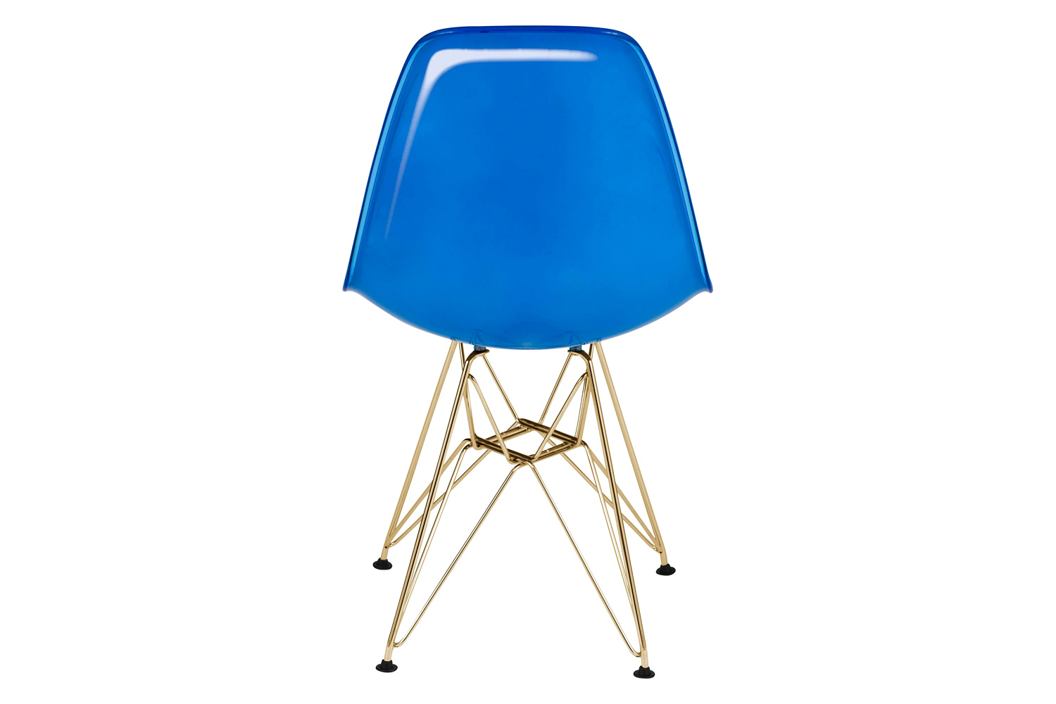 LeisureMod Cresco Modern Molded Eiffel Side Dining Chair with Gold Base - White/Blue