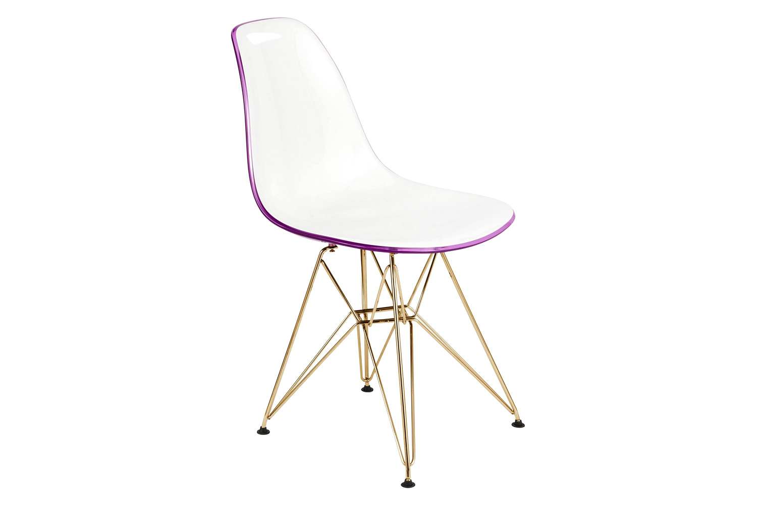 LeisureMod Cresco Modern Molded Eiffel Side Dining Chair with Gold Base