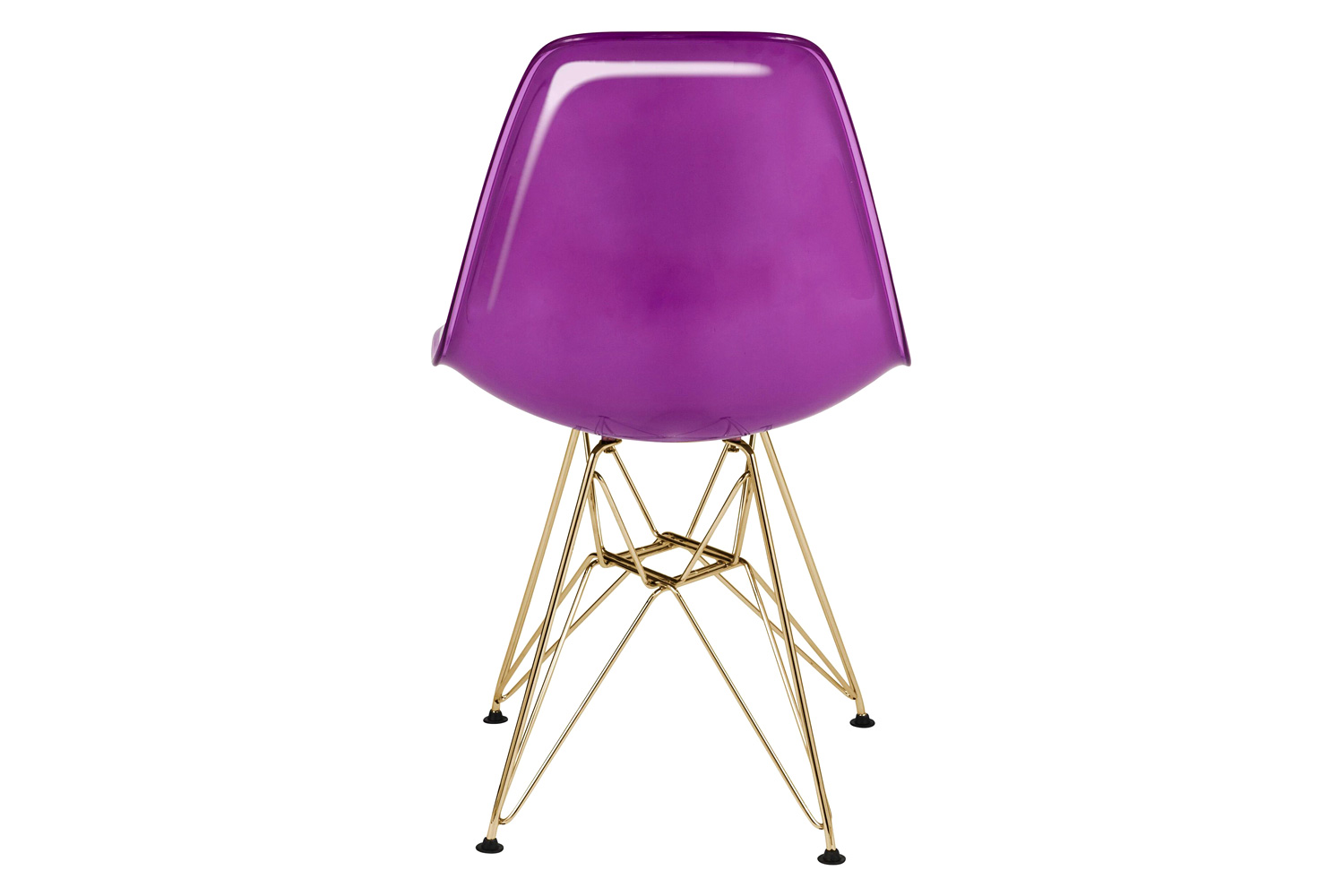 LeisureMod Cresco Modern Molded Eiffel Side Dining Chair with Gold Base - White/Purple