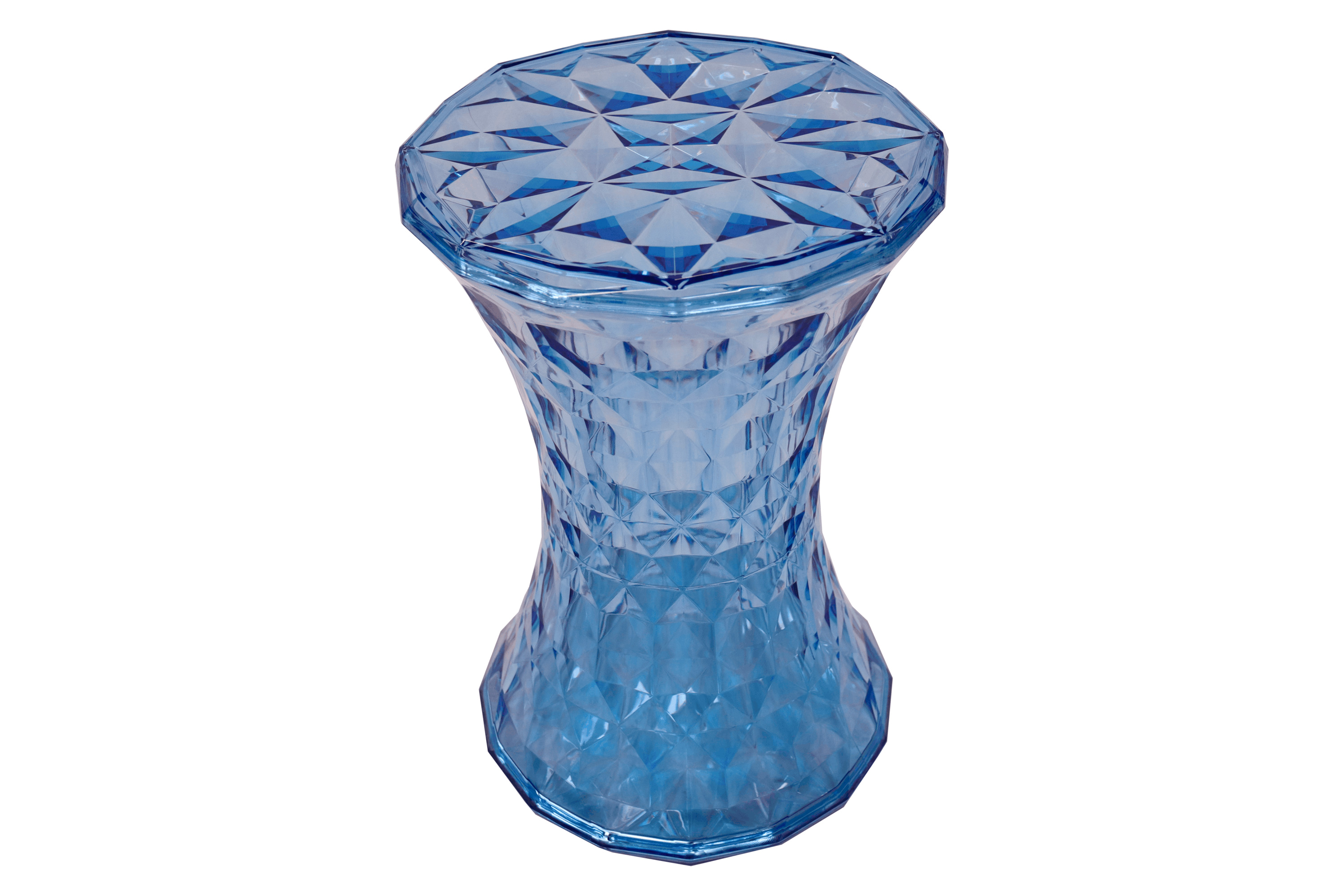 LeisureMod Clio Modern Diamond Shaped Side End Table - Transparent Blue