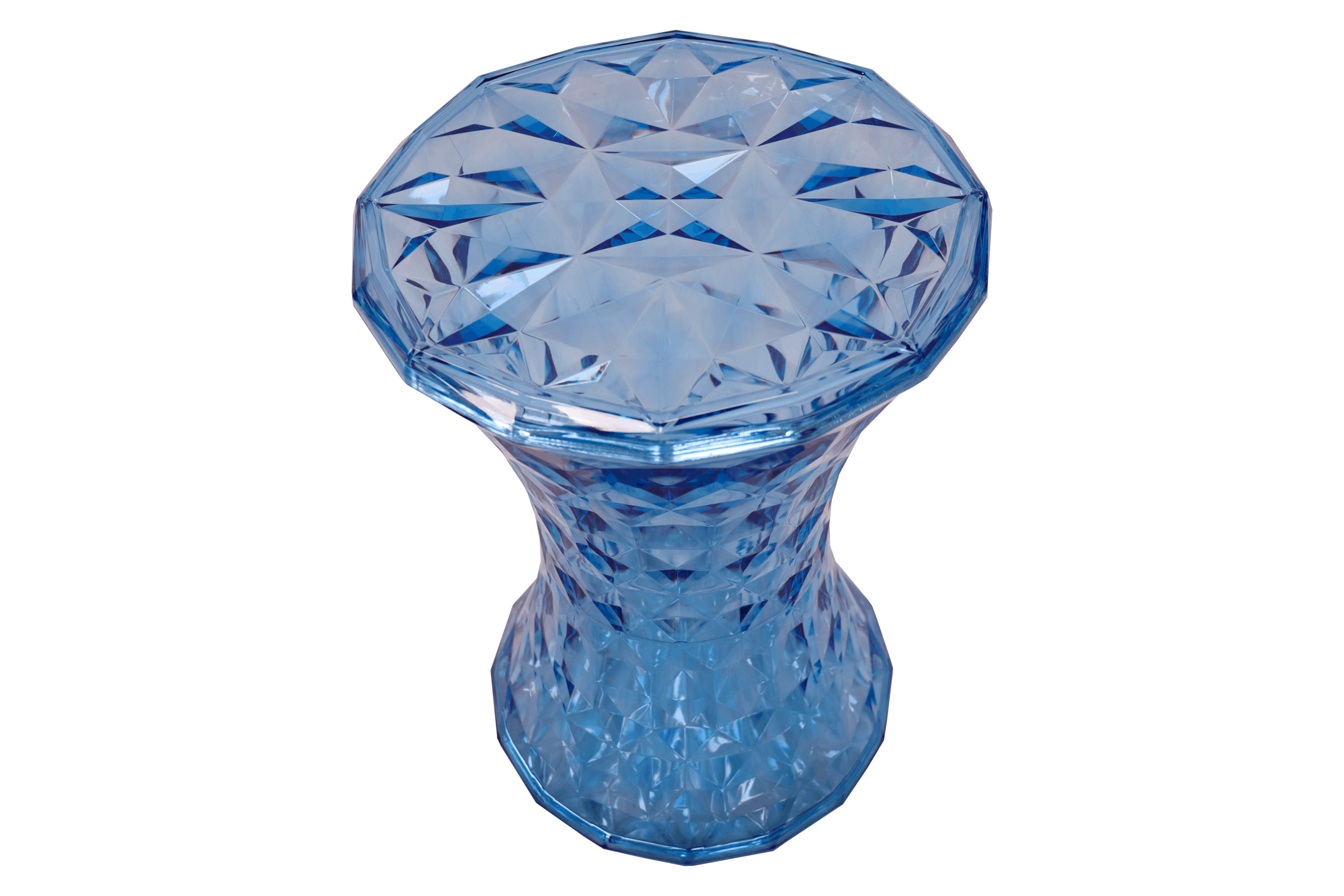 LeisureMod Clio Modern Diamond Shaped Side End Table - Transparent Blue