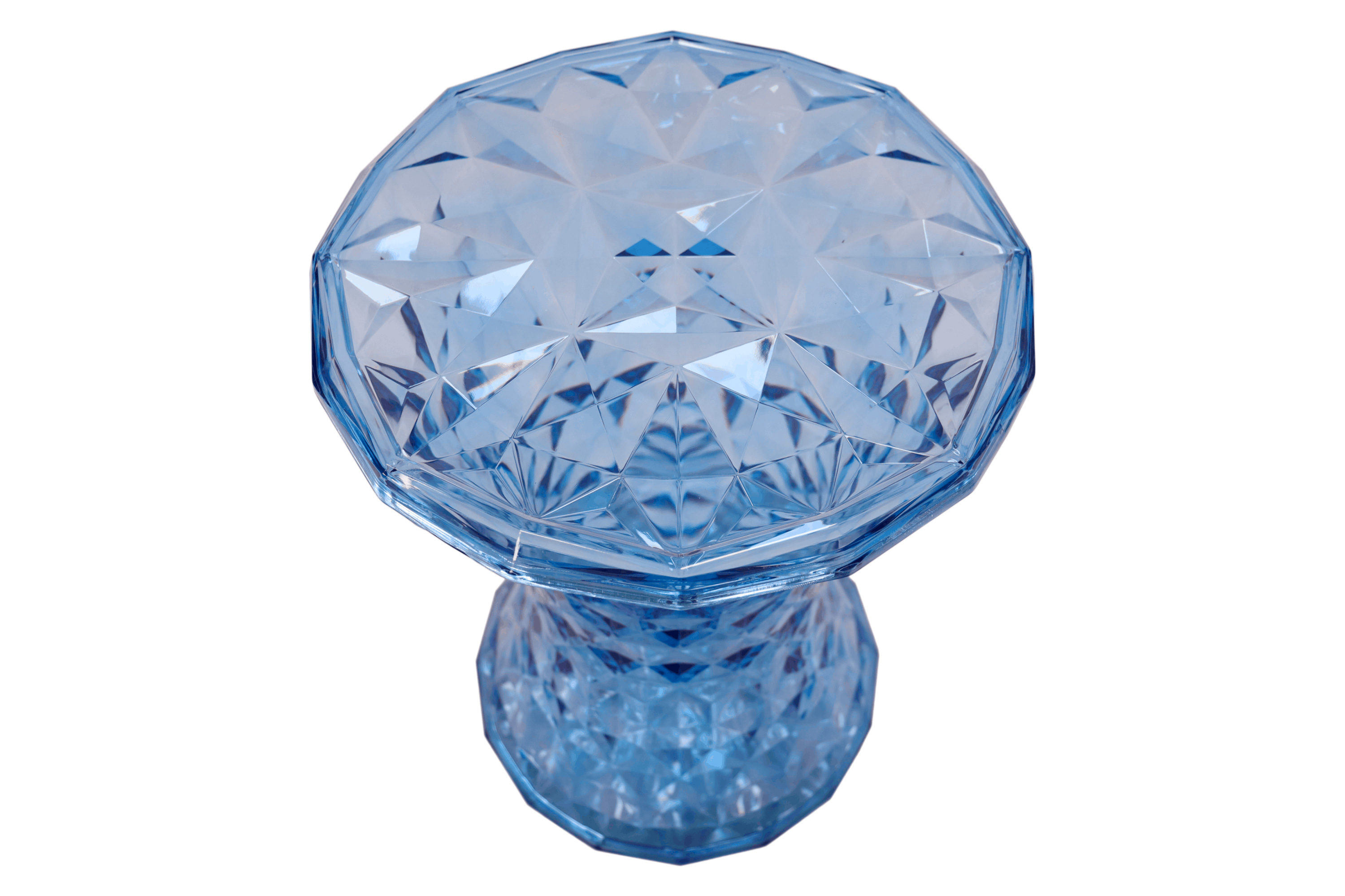 LeisureMod Clio Modern Diamond Shaped Side End Table - Transparent Blue