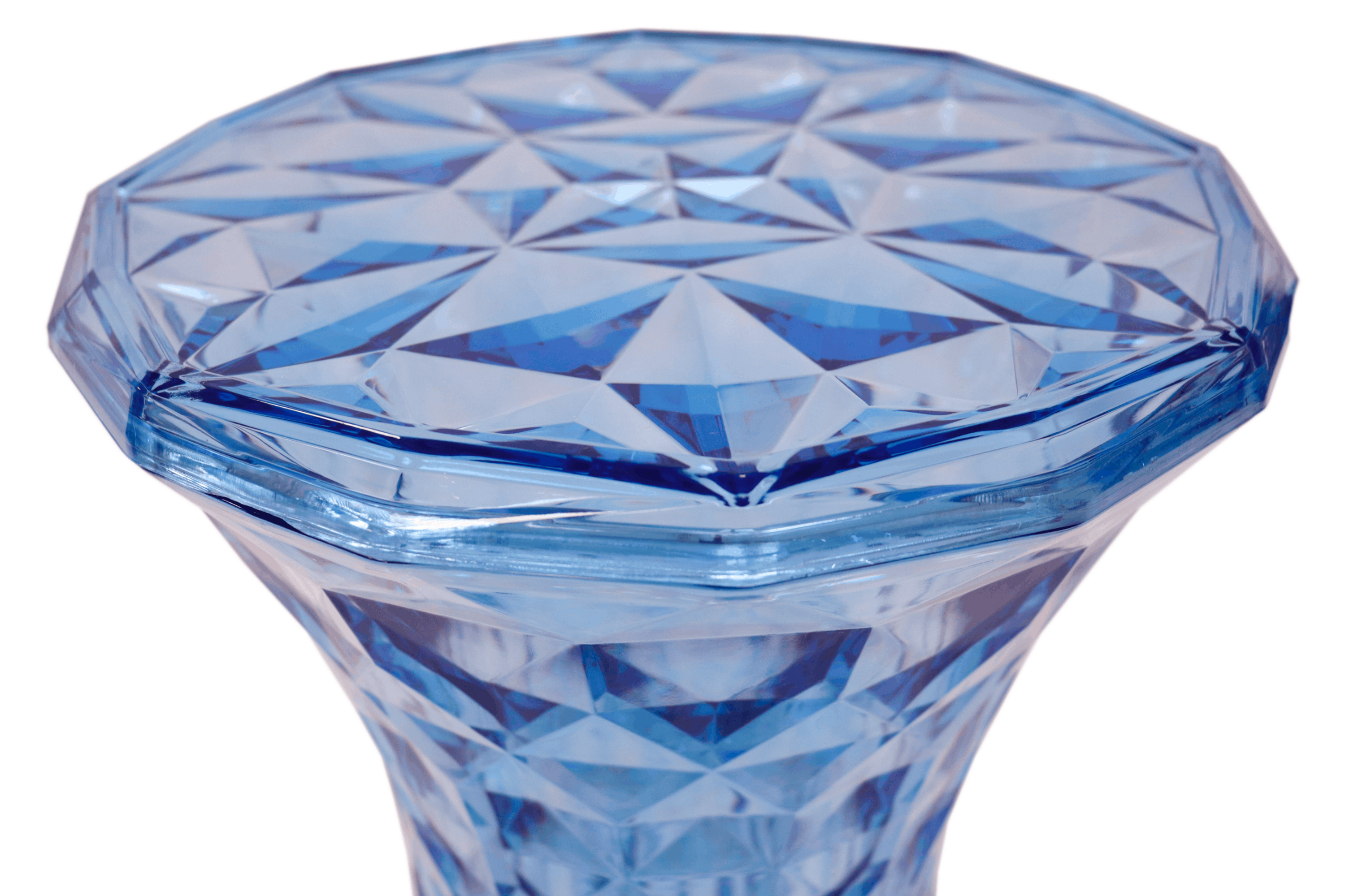 LeisureMod Clio Modern Diamond Shaped Side End Table - Transparent Blue