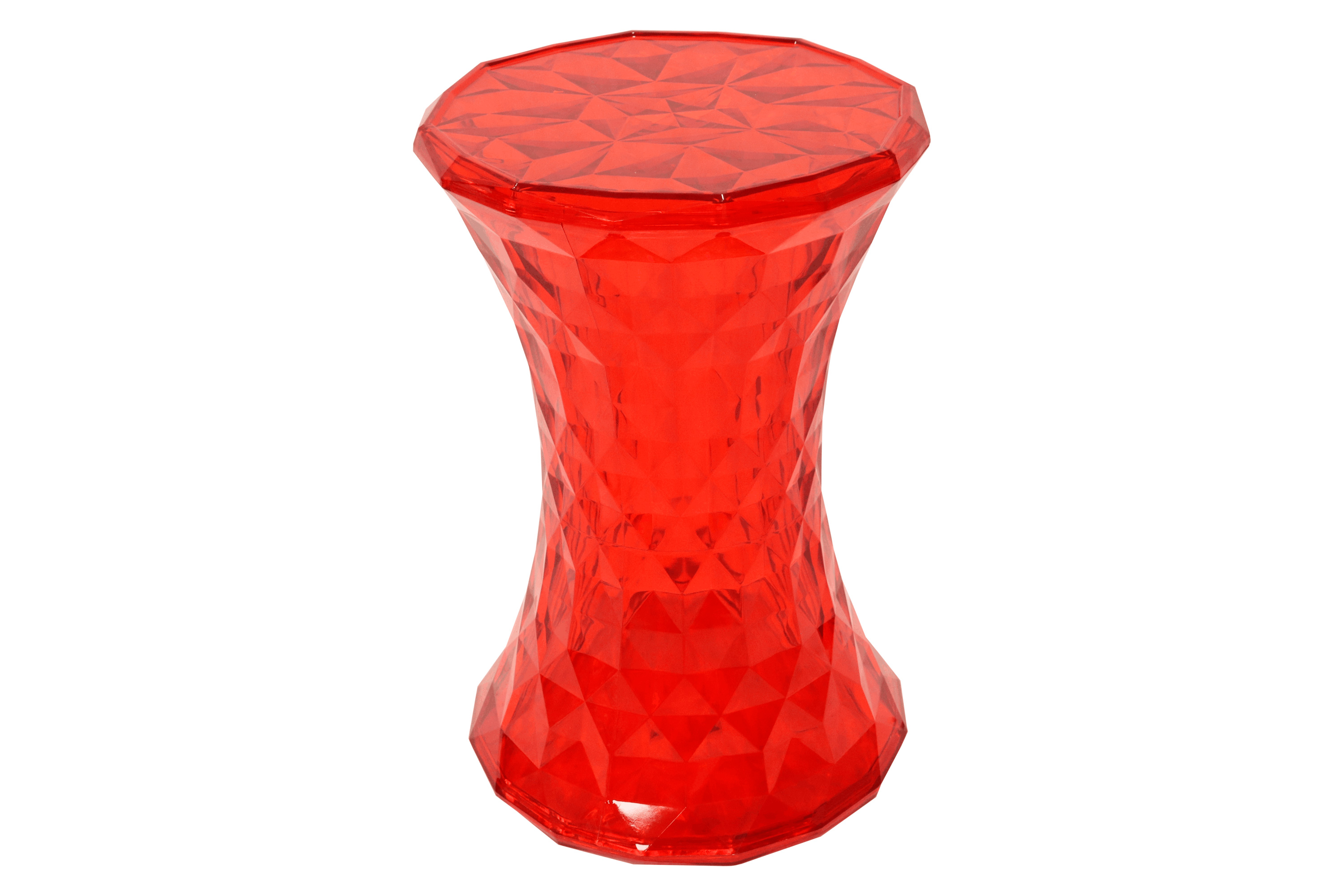 LeisureMod Clio Modern Diamond Shaped Side End Table - Transparent Red