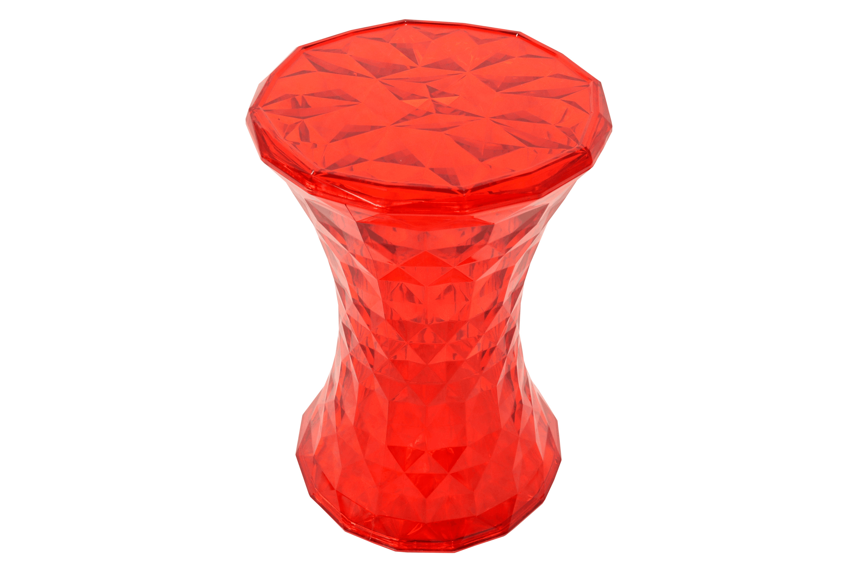 LeisureMod Clio Modern Diamond Shaped Side End Table - Transparent Red