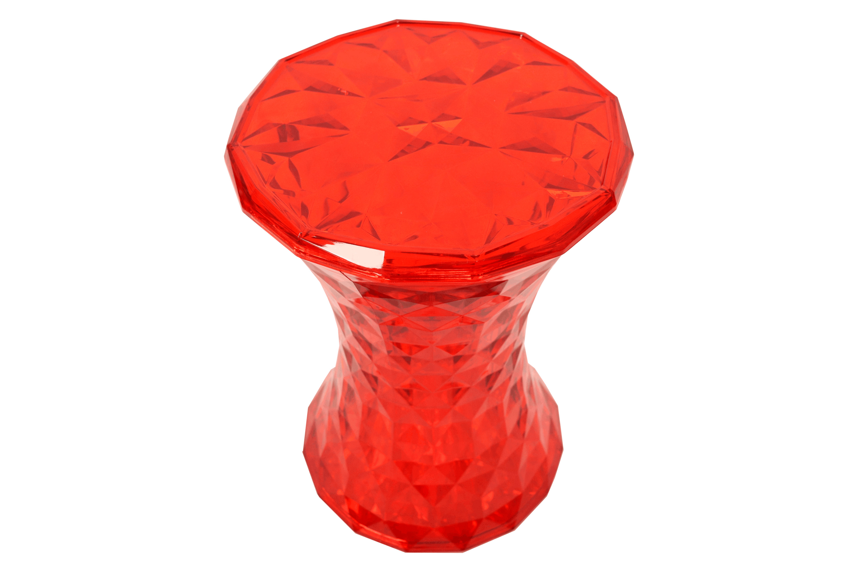 LeisureMod Clio Modern Diamond Shaped Side End Table - Transparent Red