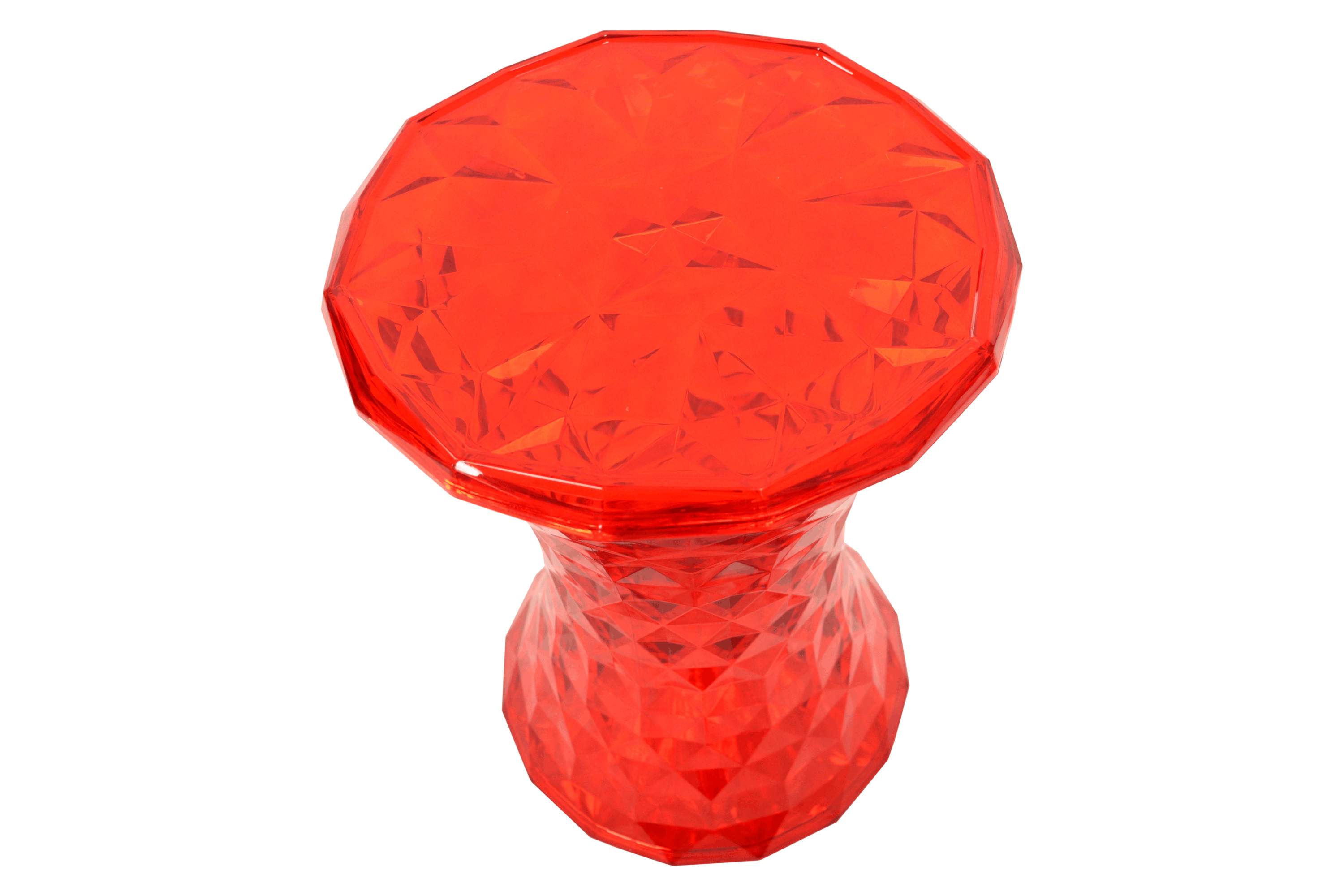 LeisureMod Clio Modern Diamond Shaped Side End Table - Transparent Red