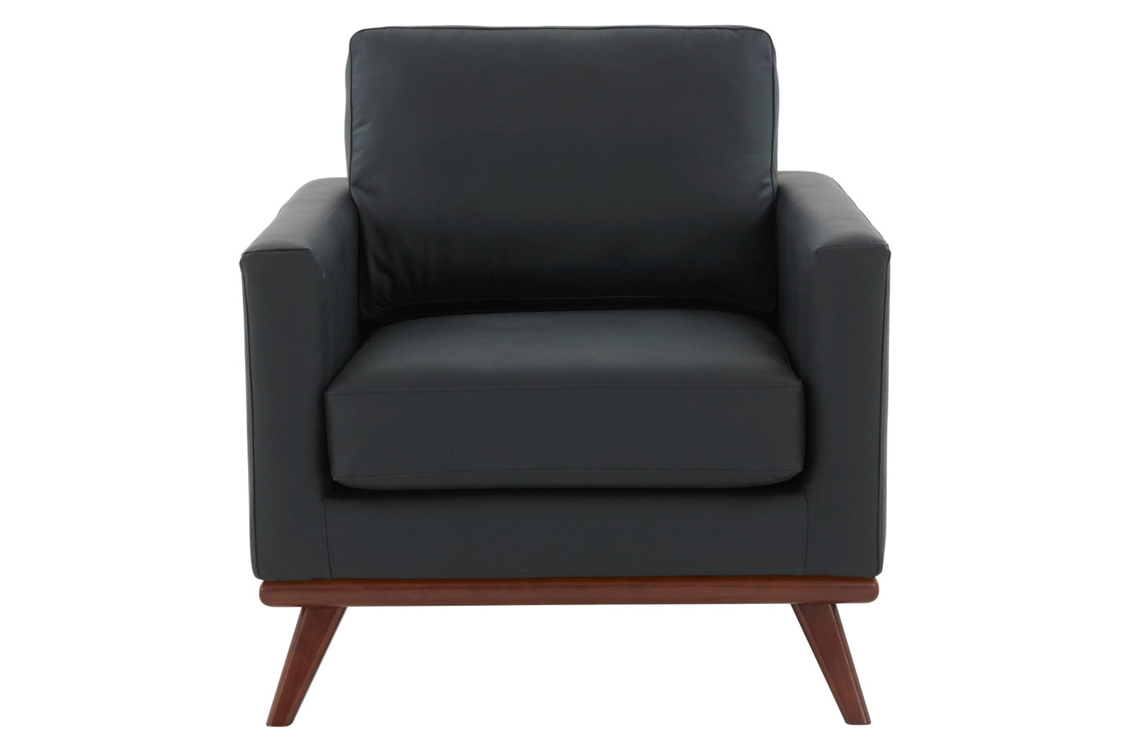 LeisureMod™ Chester Modern Leather Accent Arm Chair With Birch Wood Base - Black