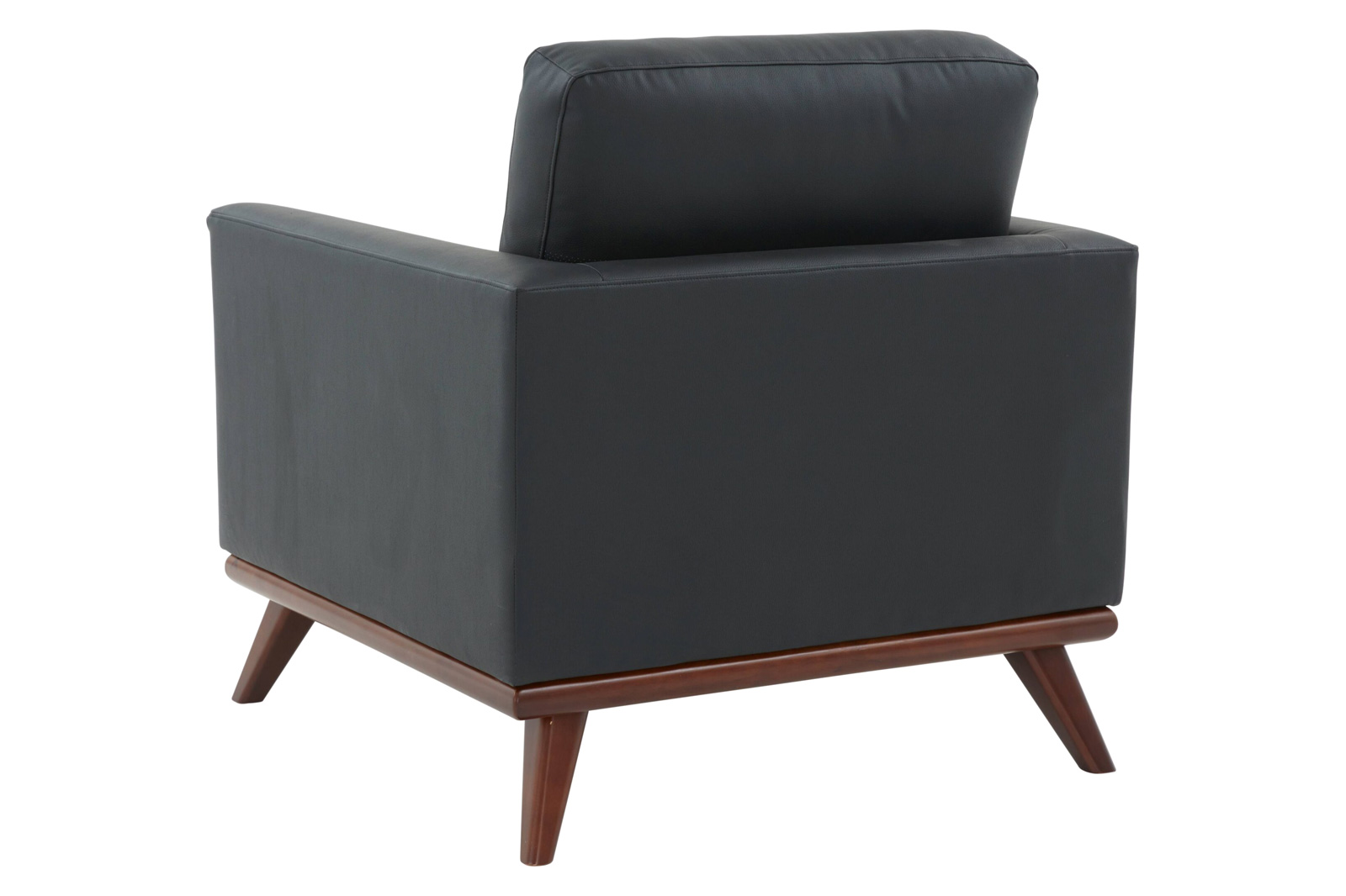 LeisureMod™ Chester Modern Leather Accent Arm Chair With Birch Wood Base - Black