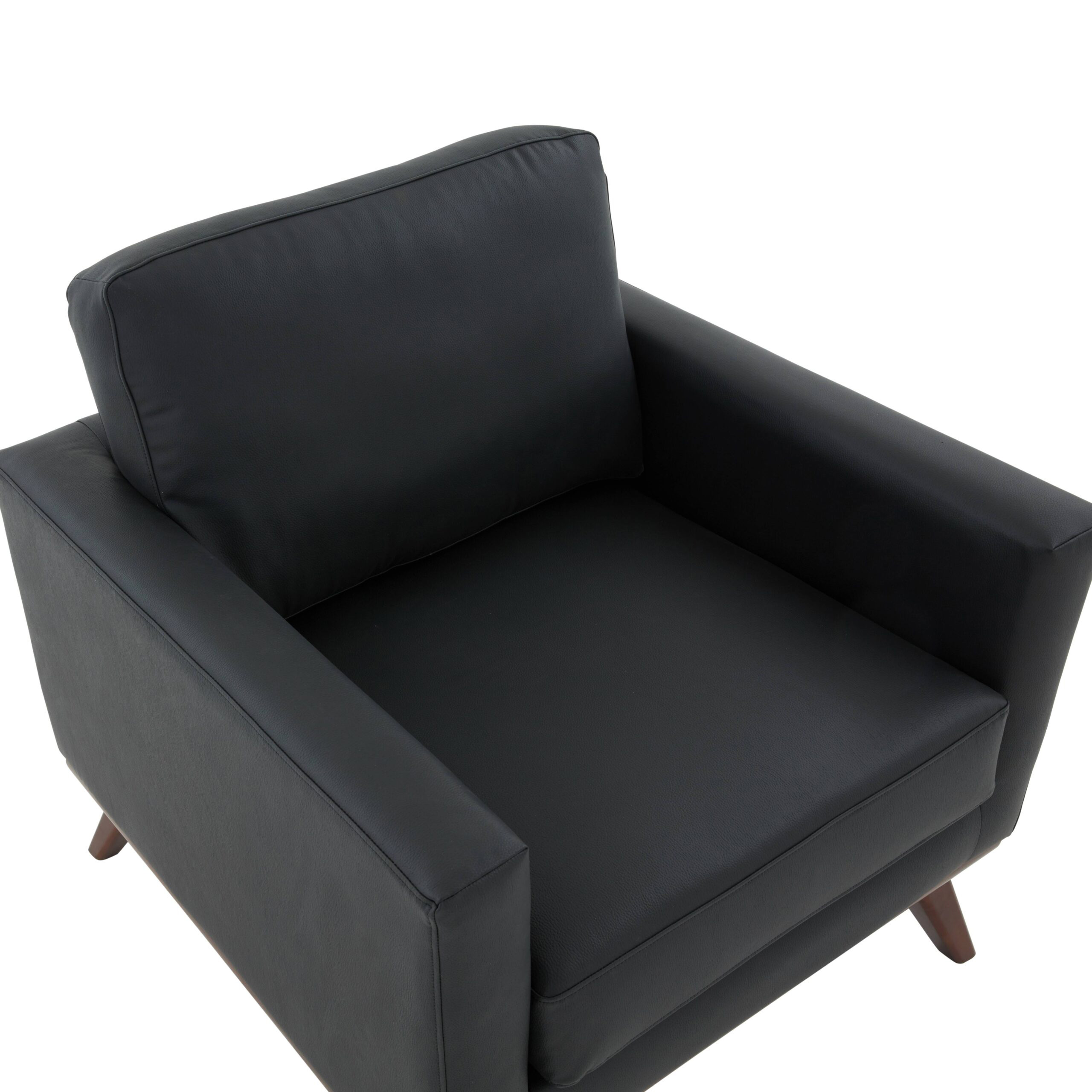 LeisureMod™ Chester Modern Leather Accent Arm Chair With Birch Wood Base - Black