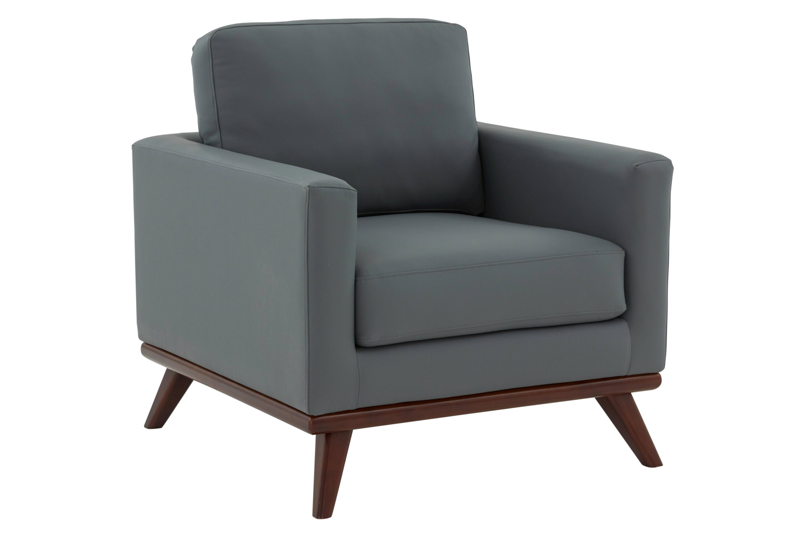 LeisureMod Chester Modern Leather Accent Arm Chair With Birch Wood Base