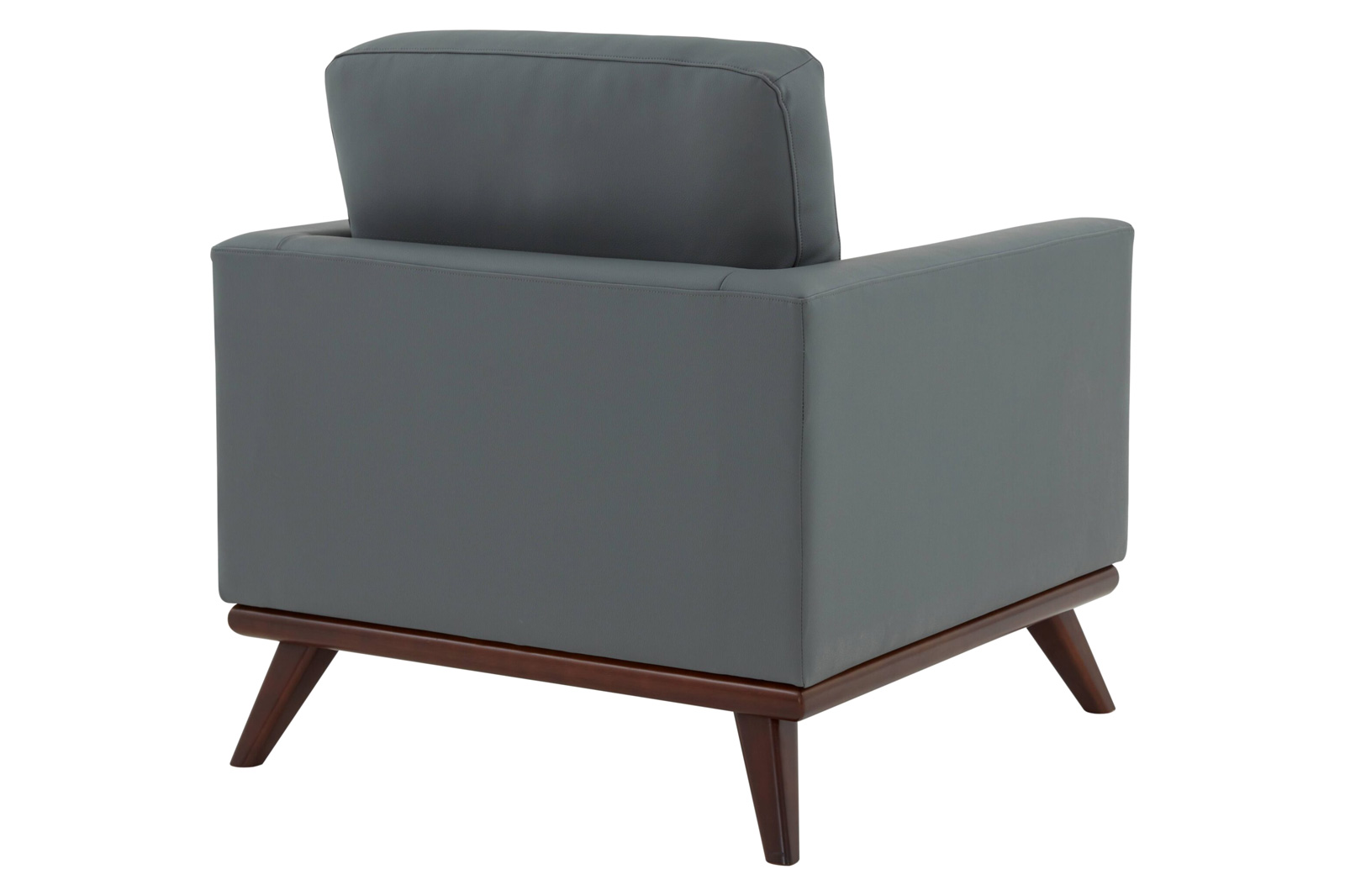 LeisureMod Chester Modern Leather Accent Arm Chair With Birch Wood Base - Gray