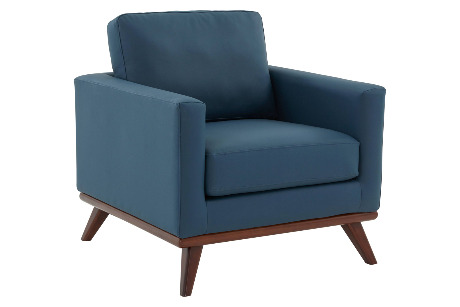 LeisureMod - Chester Modern Leather Accent Arm Chair With Birch Wood Base