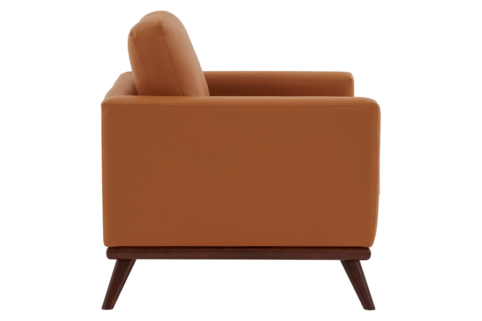 LeisureMod™ Chester Modern Leather Accent Arm Chair With Birch Wood Base - Cognac Tan