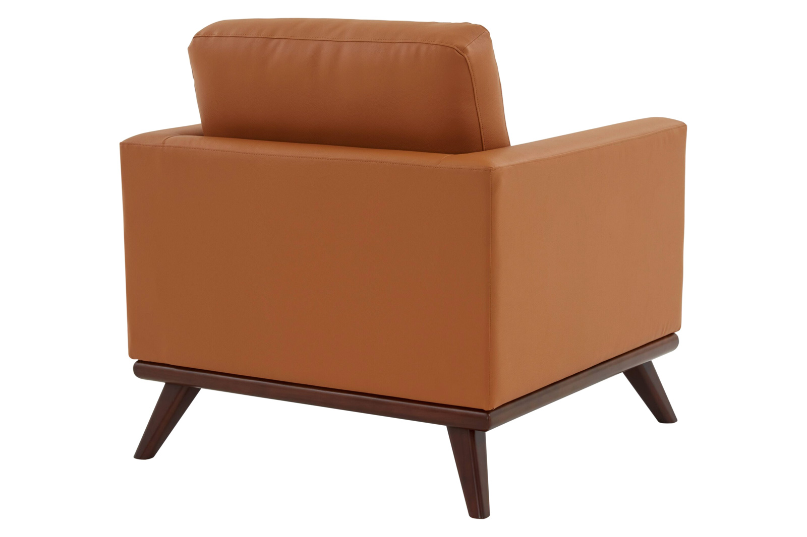 LeisureMod™ Chester Modern Leather Accent Arm Chair With Birch Wood Base - Cognac Tan