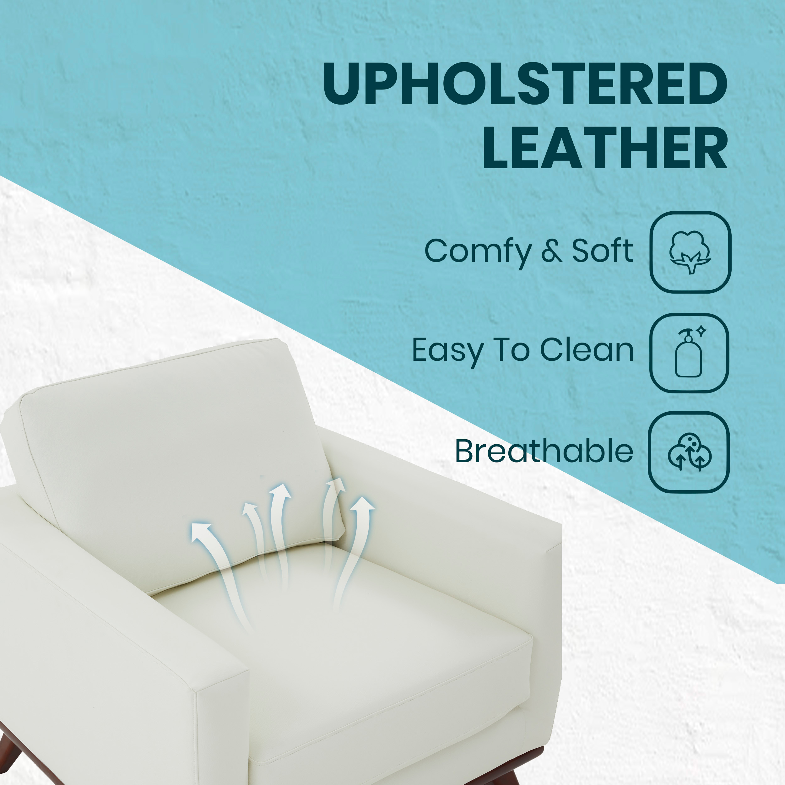 LeisureMod™ Chester Modern Leather Accent Arm Chair With Birch Wood Base - White